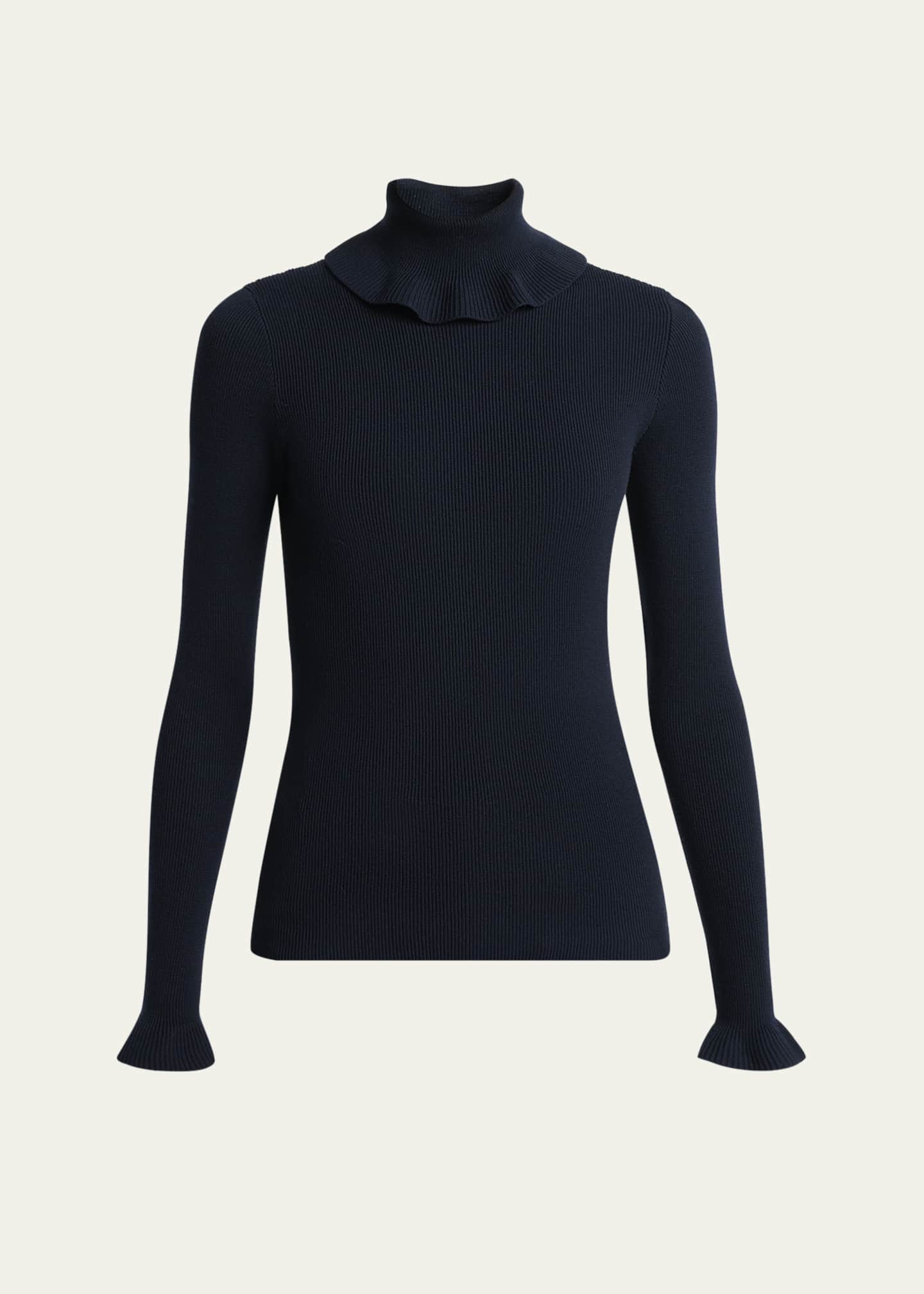 Chloe Ruffle Frill Rib Knit Sweater Image 1 of 5