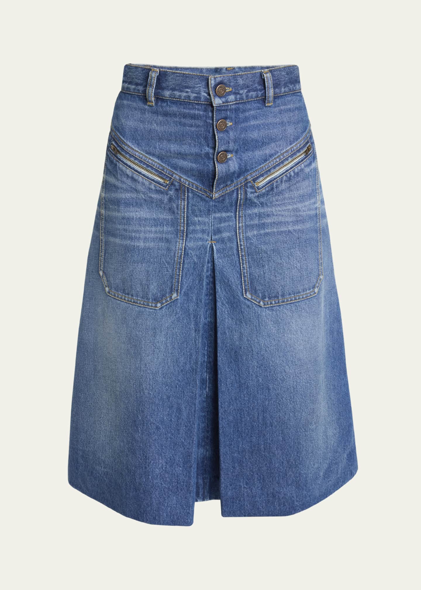 Chloe Cotton Denim Midi Skirt Image 1 of 5