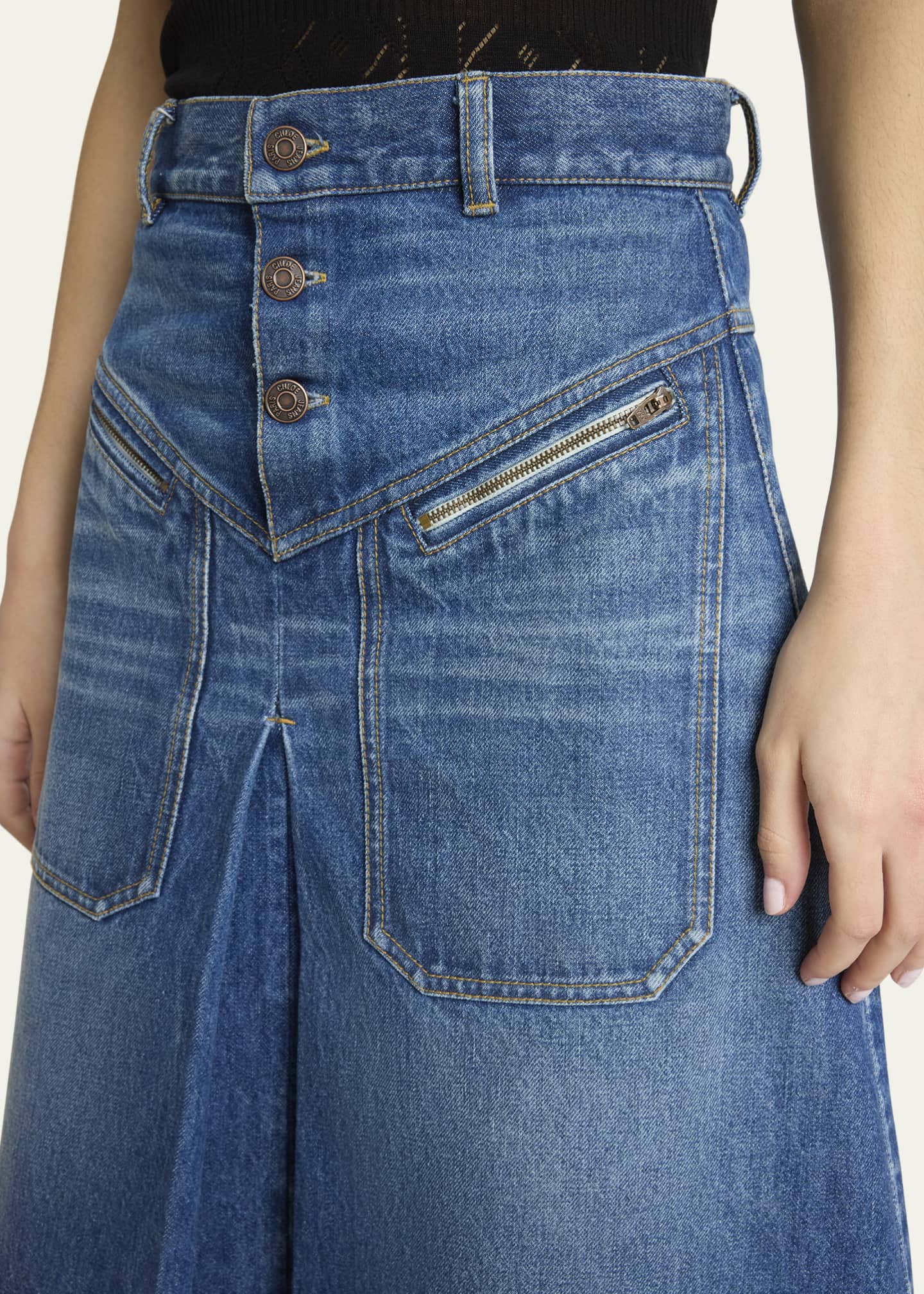 Chloe Cotton Denim Midi Skirt Image 5 of 5