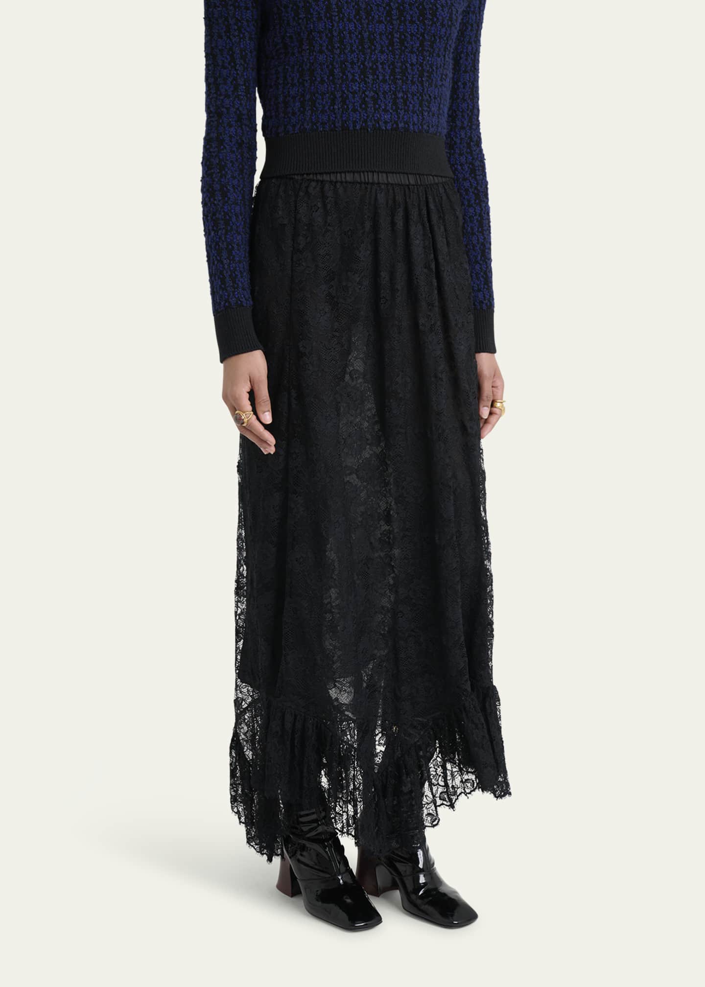 Chloe Flower Lace Ruffle-Hem Maxi Skirt Image 4 of 5