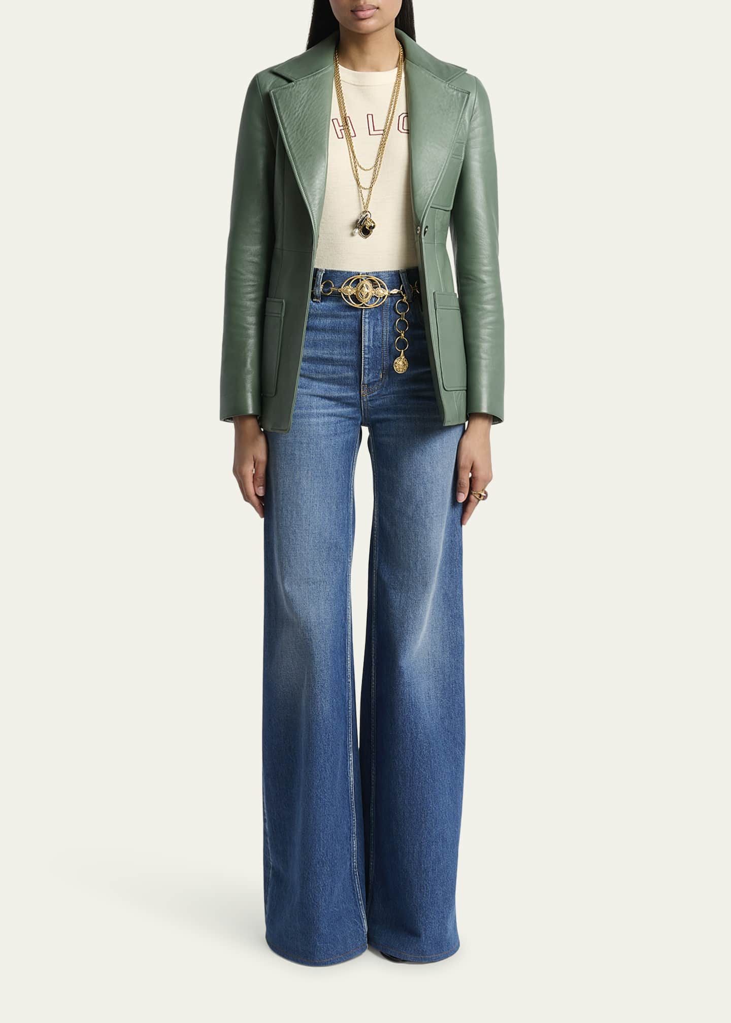 Chloe Slouch Leather Belted Single-Breasted Jacket Image 2 of 5