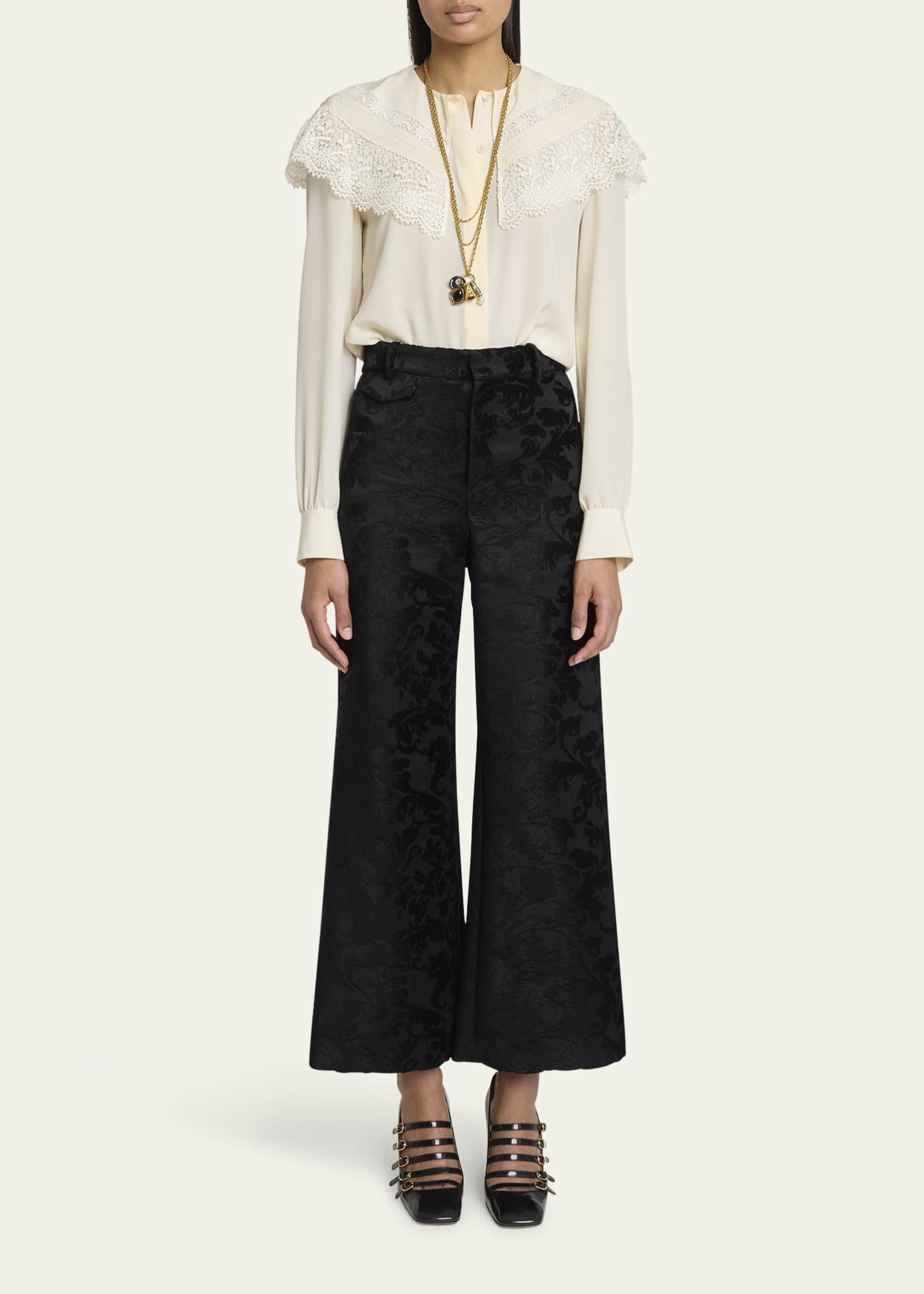 Chloe Baroque Jacquard Flare Ankle Pants Image 2 of 5