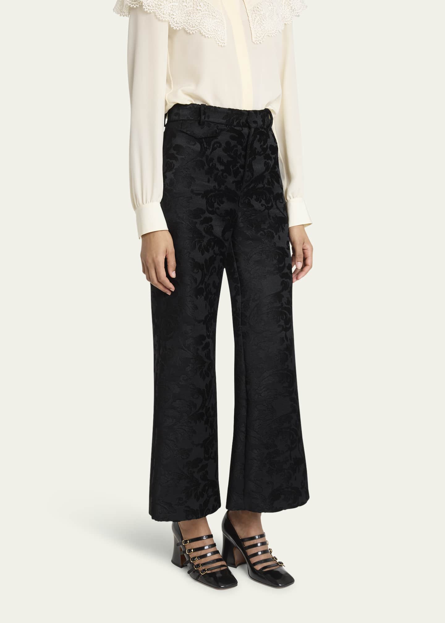 Chloe Baroque Jacquard Flare Ankle Pants Image 4 of 5