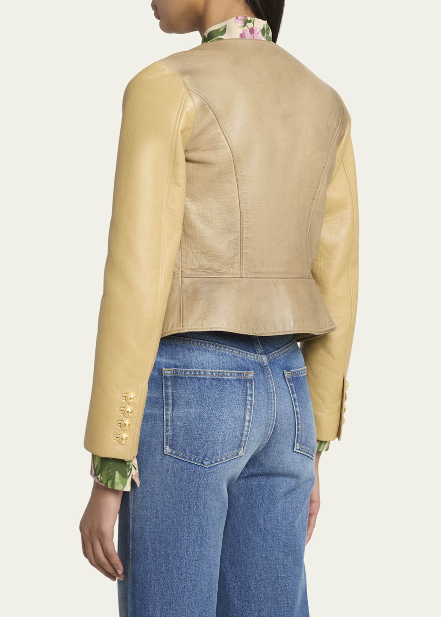 Chloe Scoop-Neck Leather Single-Breasted Jacket - Bergdorf Goodman