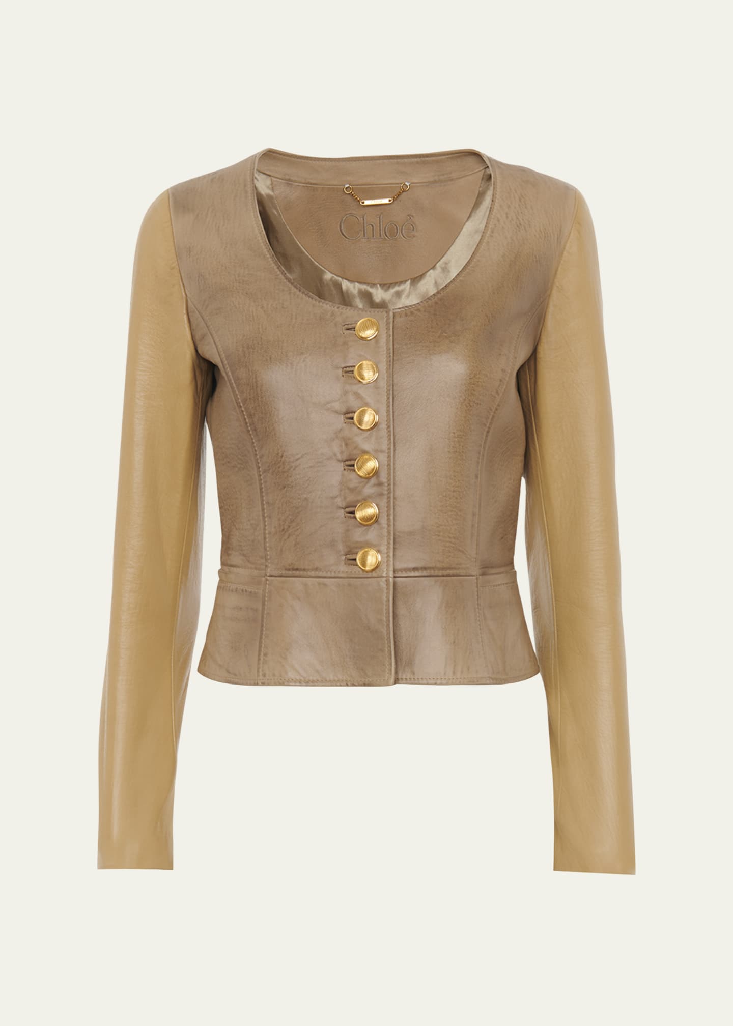 Chloe Scoop-Neck Leather Single-Breasted Jacket - Bergdorf Goodman