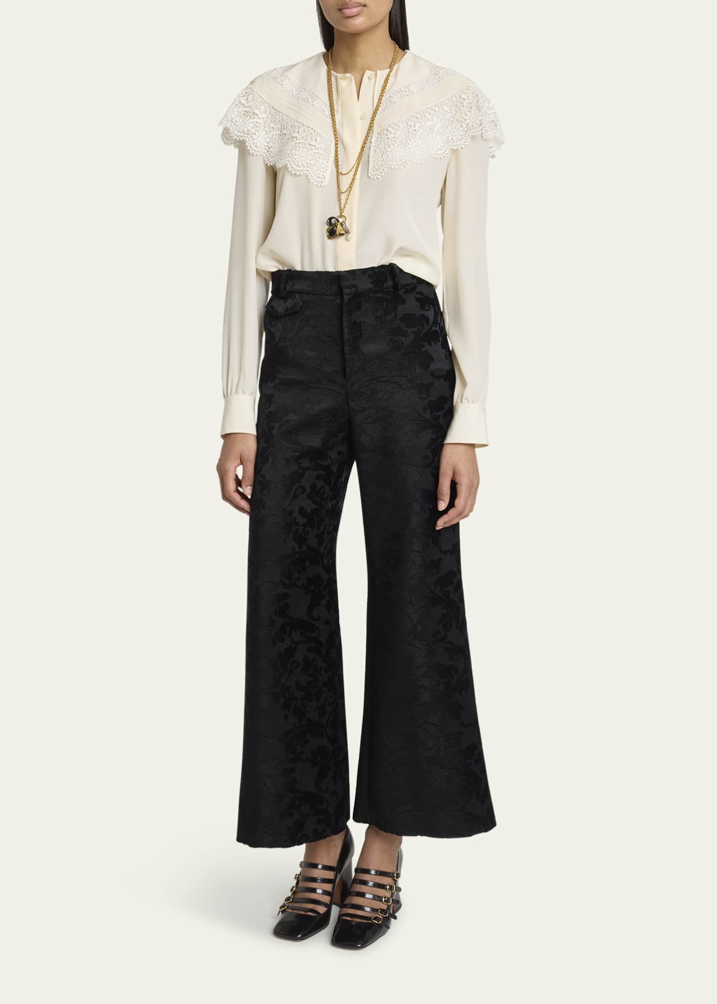 Chloe Lace Ruffle Silk Blouse Image 2 of 5