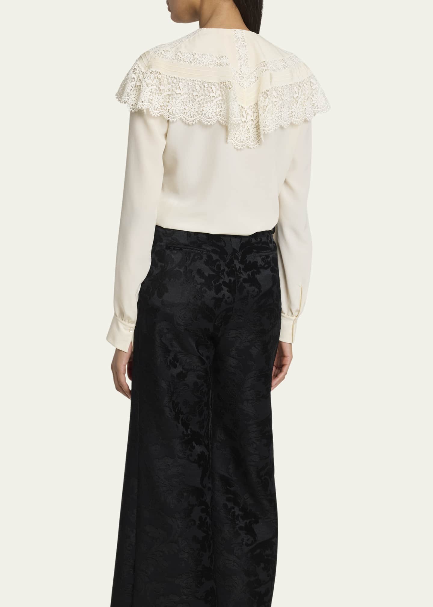 Chloe Lace Ruffle Silk Blouse Image 3 of 5