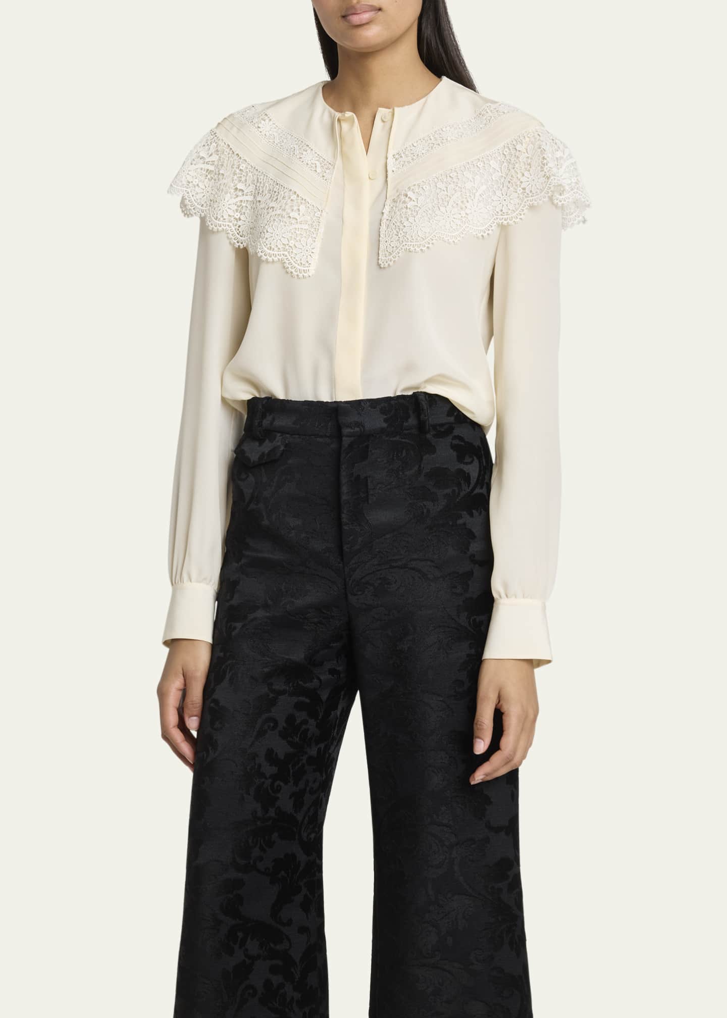 Chloe Lace Ruffle Silk Blouse Image 4 of 5
