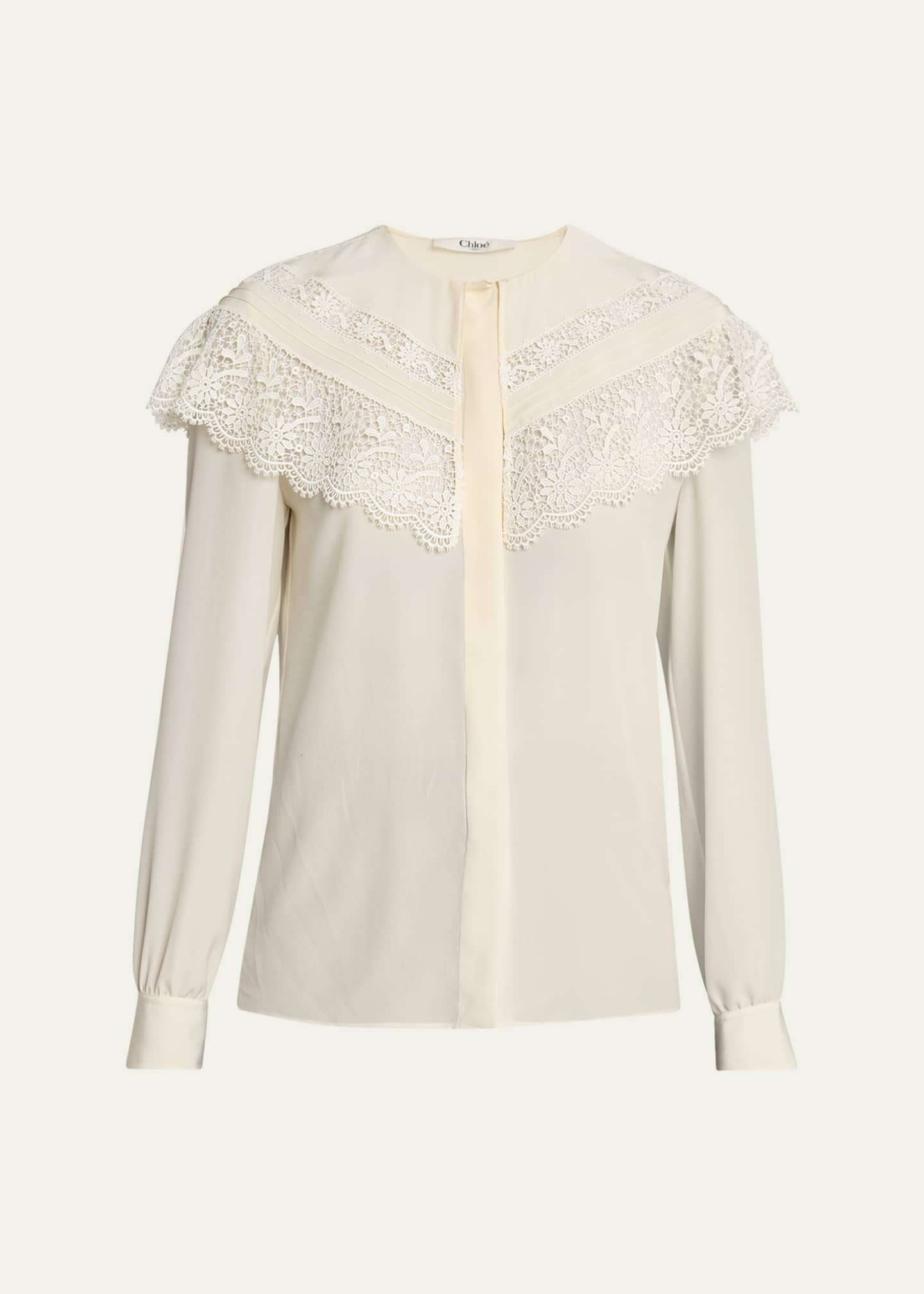 Chloe Lace Ruffle Silk Blouse Image 1 of 5