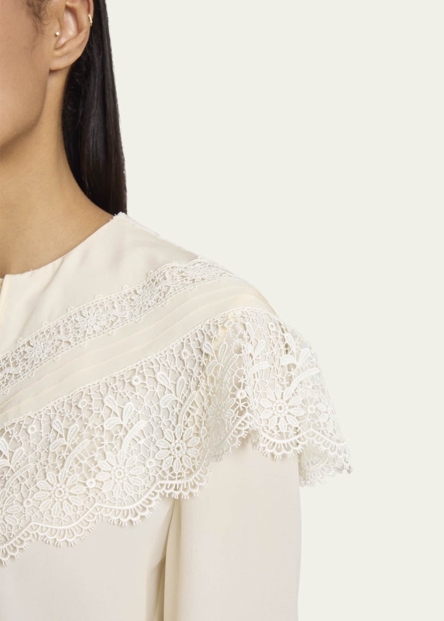 Chloe Lace Ruffle Silk Blouse Image 5 of 5