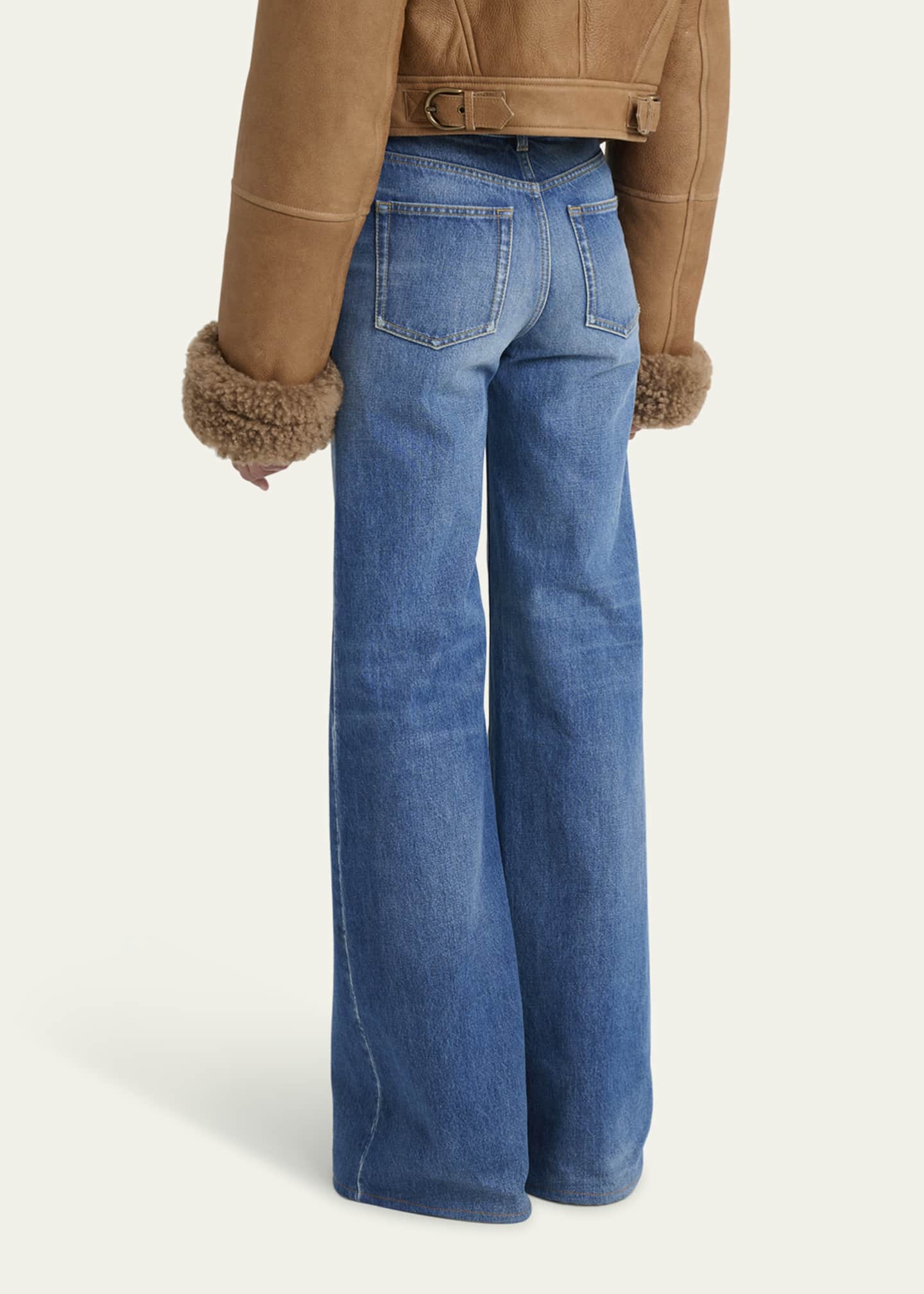 Chloe Rigid Denim Wide-Leg Pants Image 3 of 5