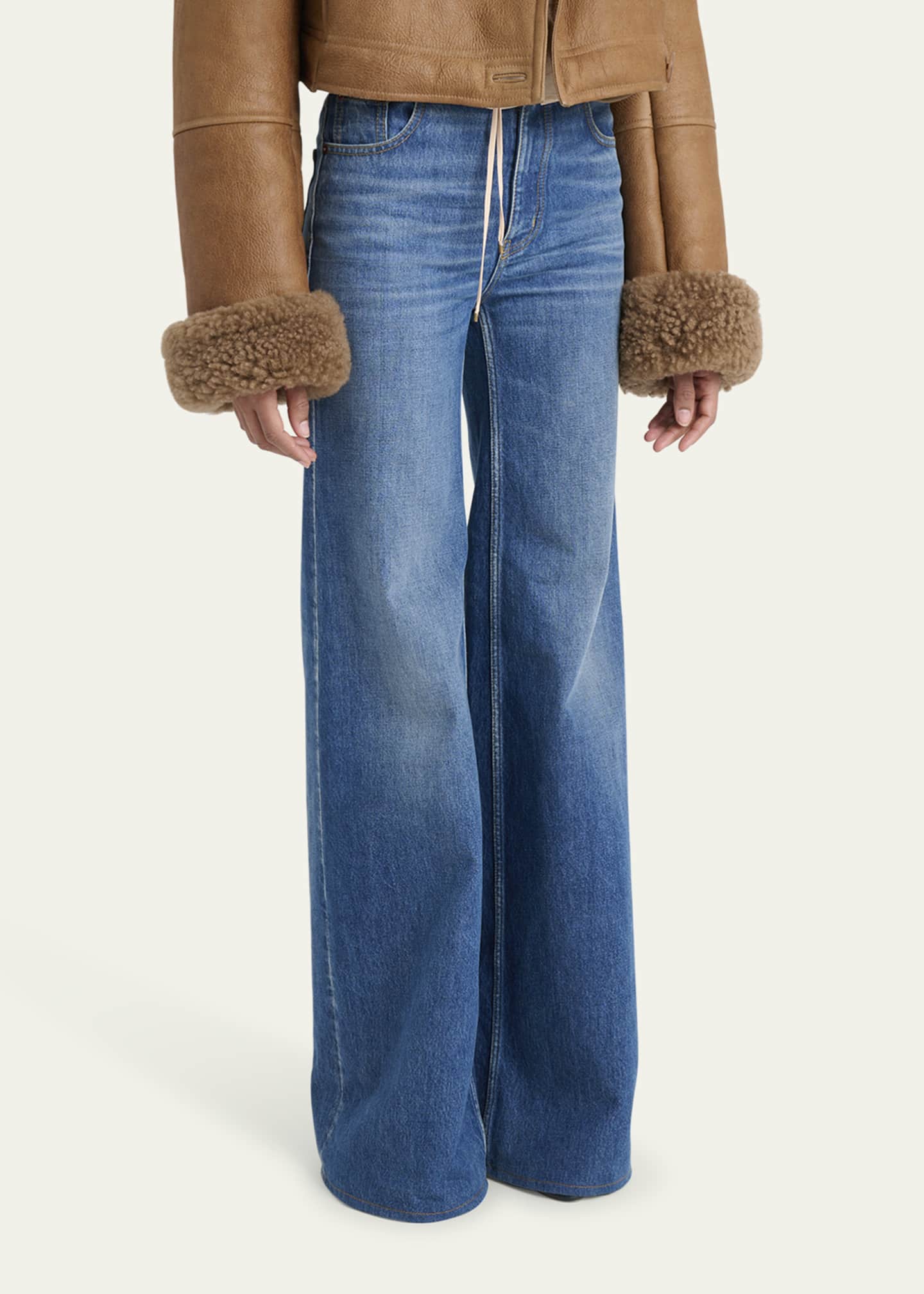 Chloe Rigid Denim Wide-Leg Pants Image 4 of 5