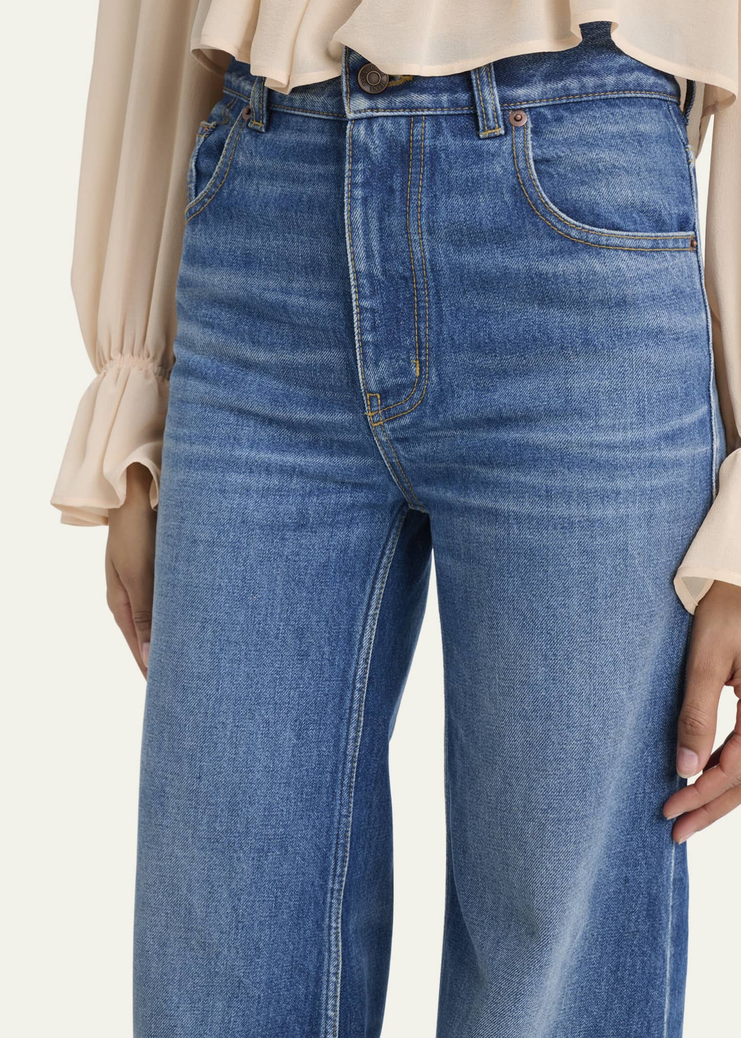 Chloe Rigid Denim Wide-Leg Pants Image 5 of 5