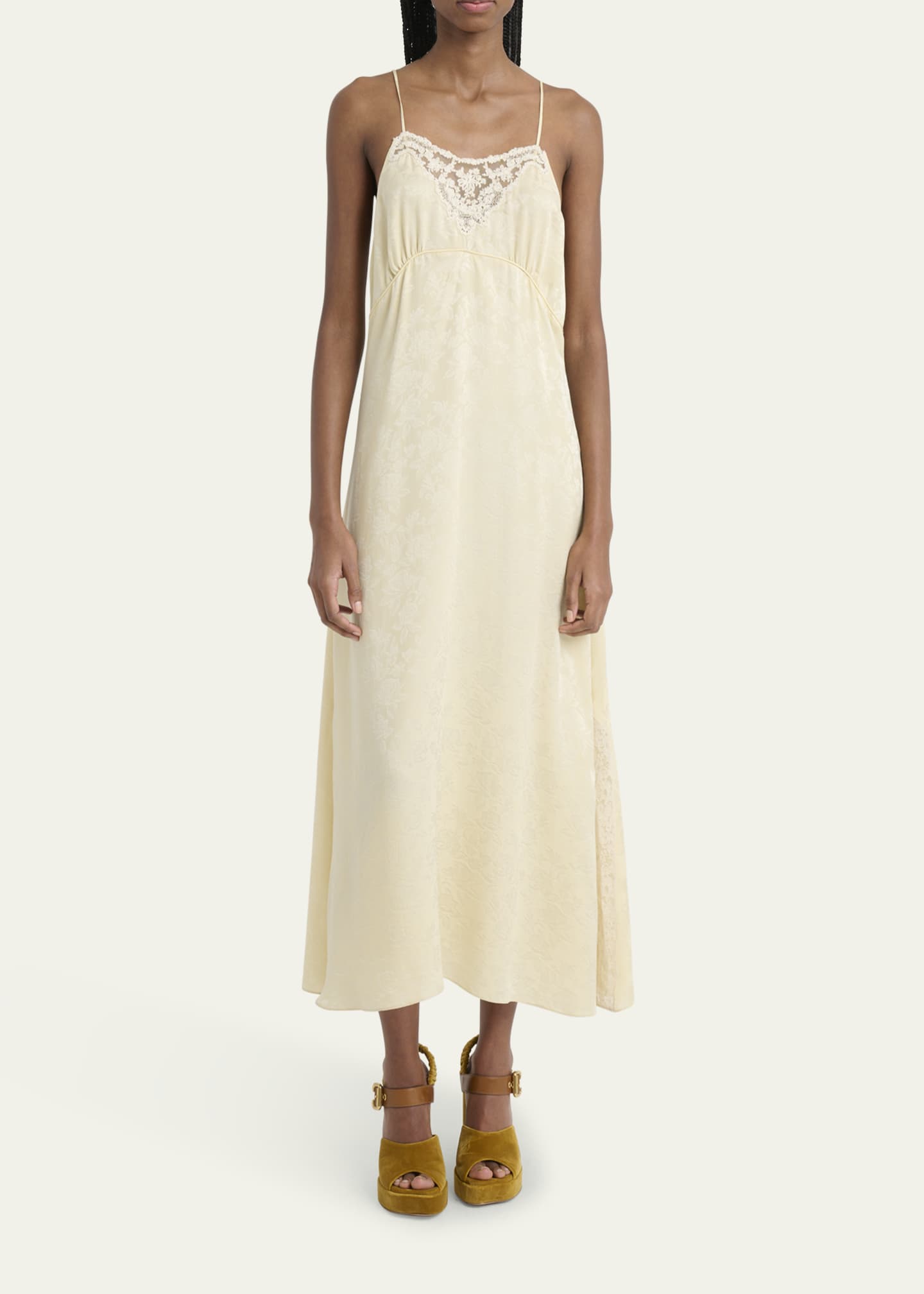 Chloe Organic Silk Roses Jacquard Maxi Slip Dress Image 2 of 5