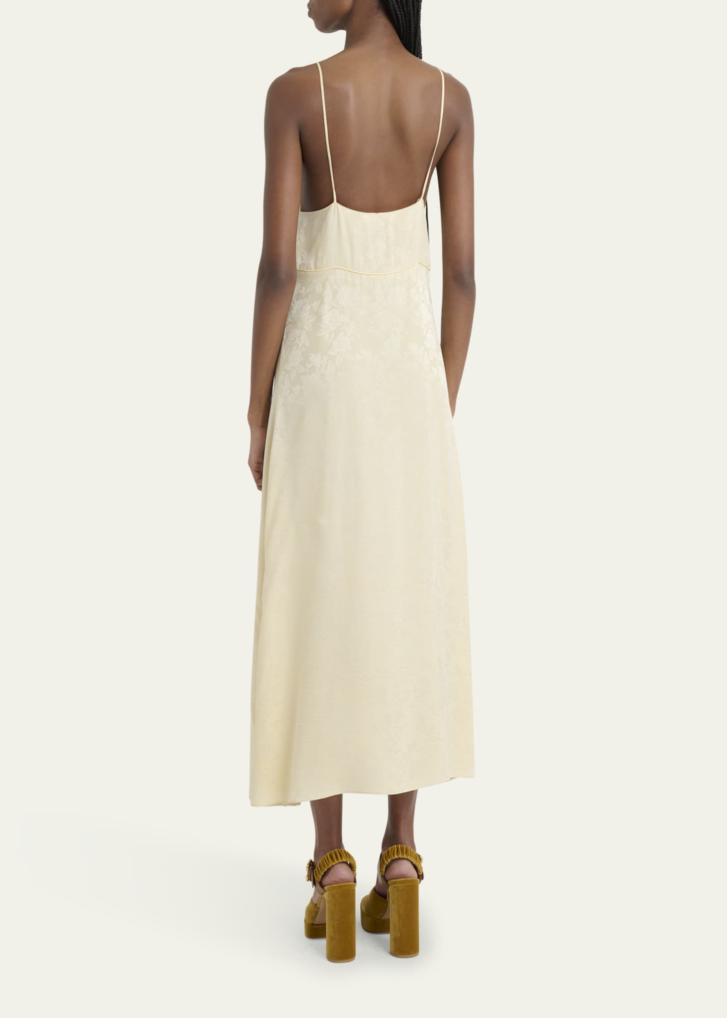 Chloe Organic Silk Roses Jacquard Maxi Slip Dress Image 3 of 5