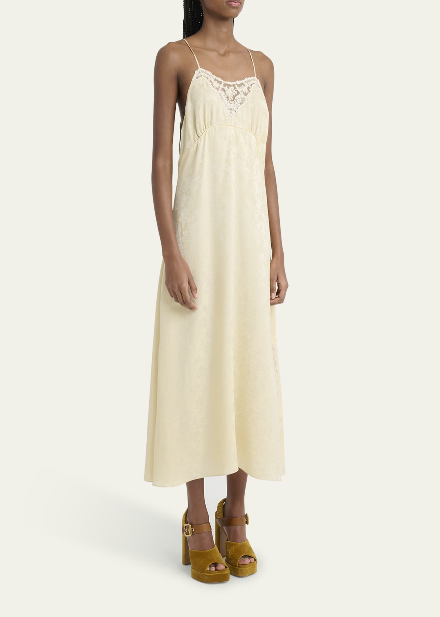 Chloe Organic Silk Roses Jacquard Maxi Slip Dress Image 4 of 5