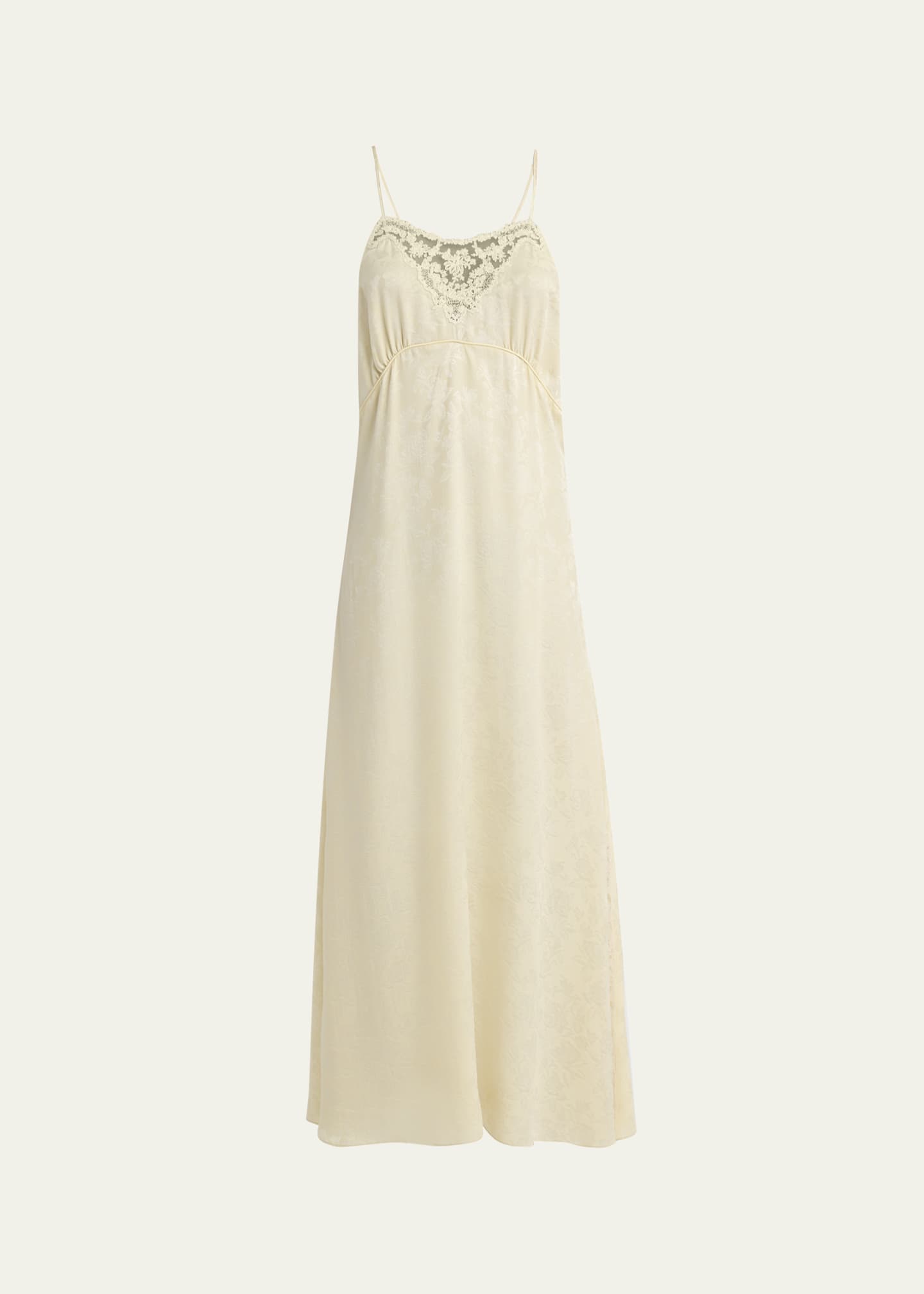 Chloe Organic Silk Roses Jacquard Maxi Slip Dress Image 1 of 5