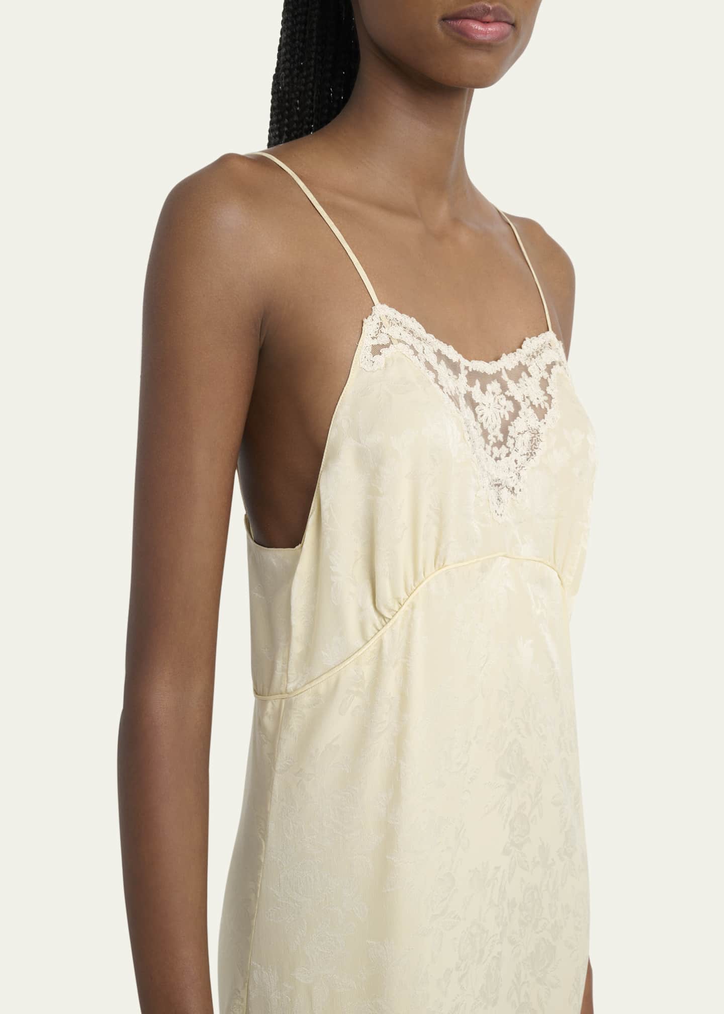Chloe Organic Silk Roses Jacquard Maxi Slip Dress Image 5 of 5
