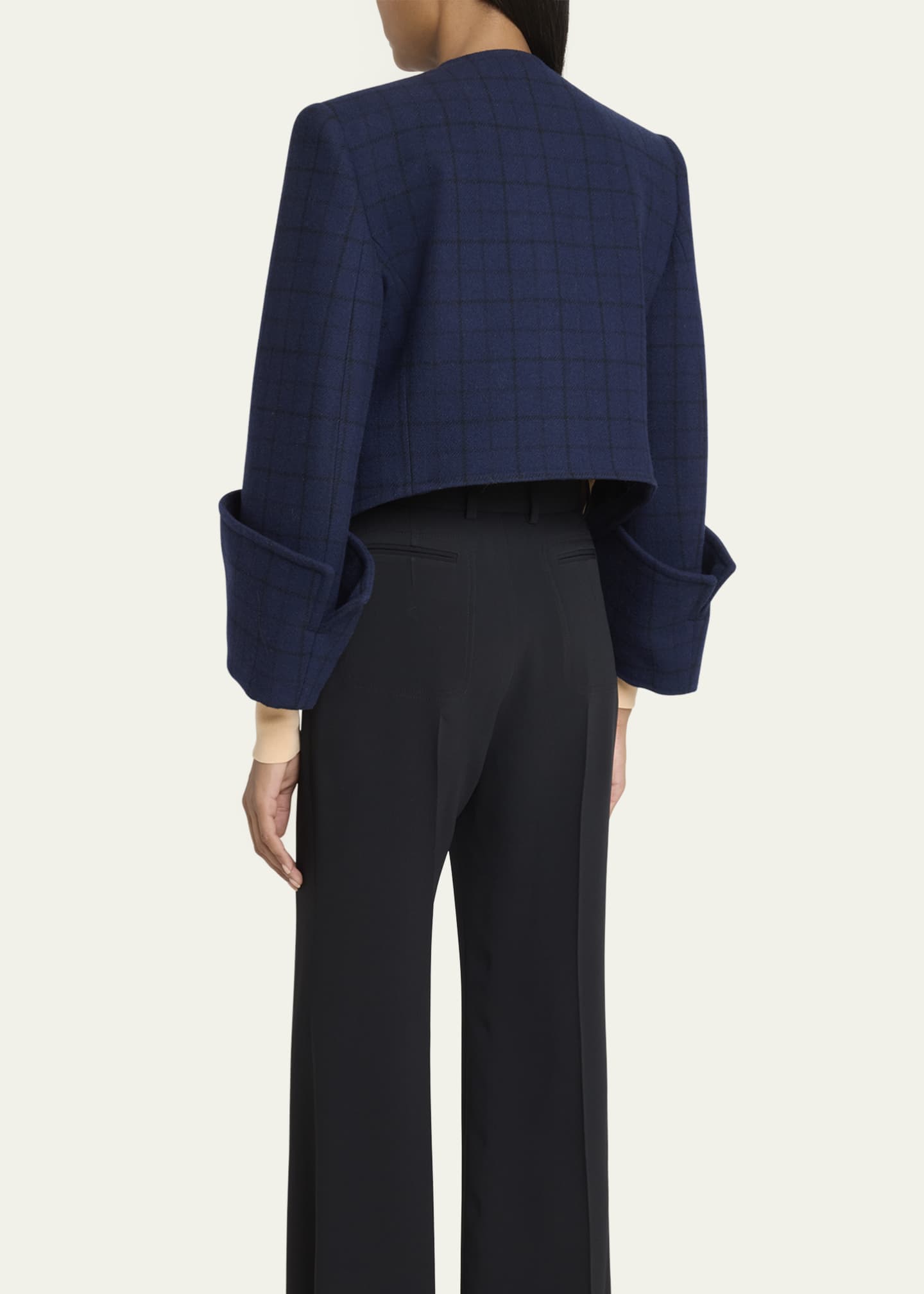 Chloe Lower Impact Wool Check Crop Jacket Image 3 of 5