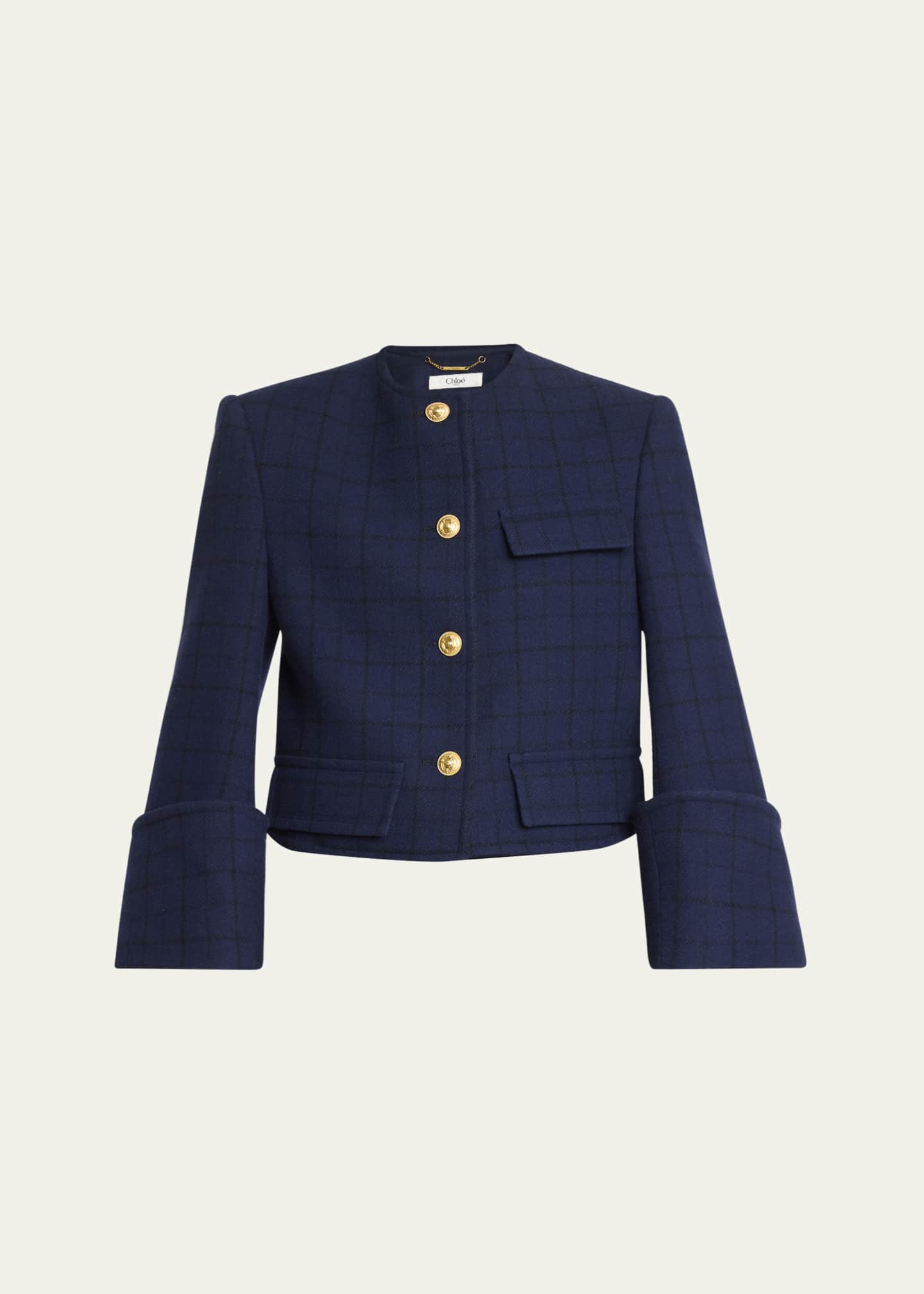 Chloe Lower Impact Wool Check Crop Jacket Image 1 of 5