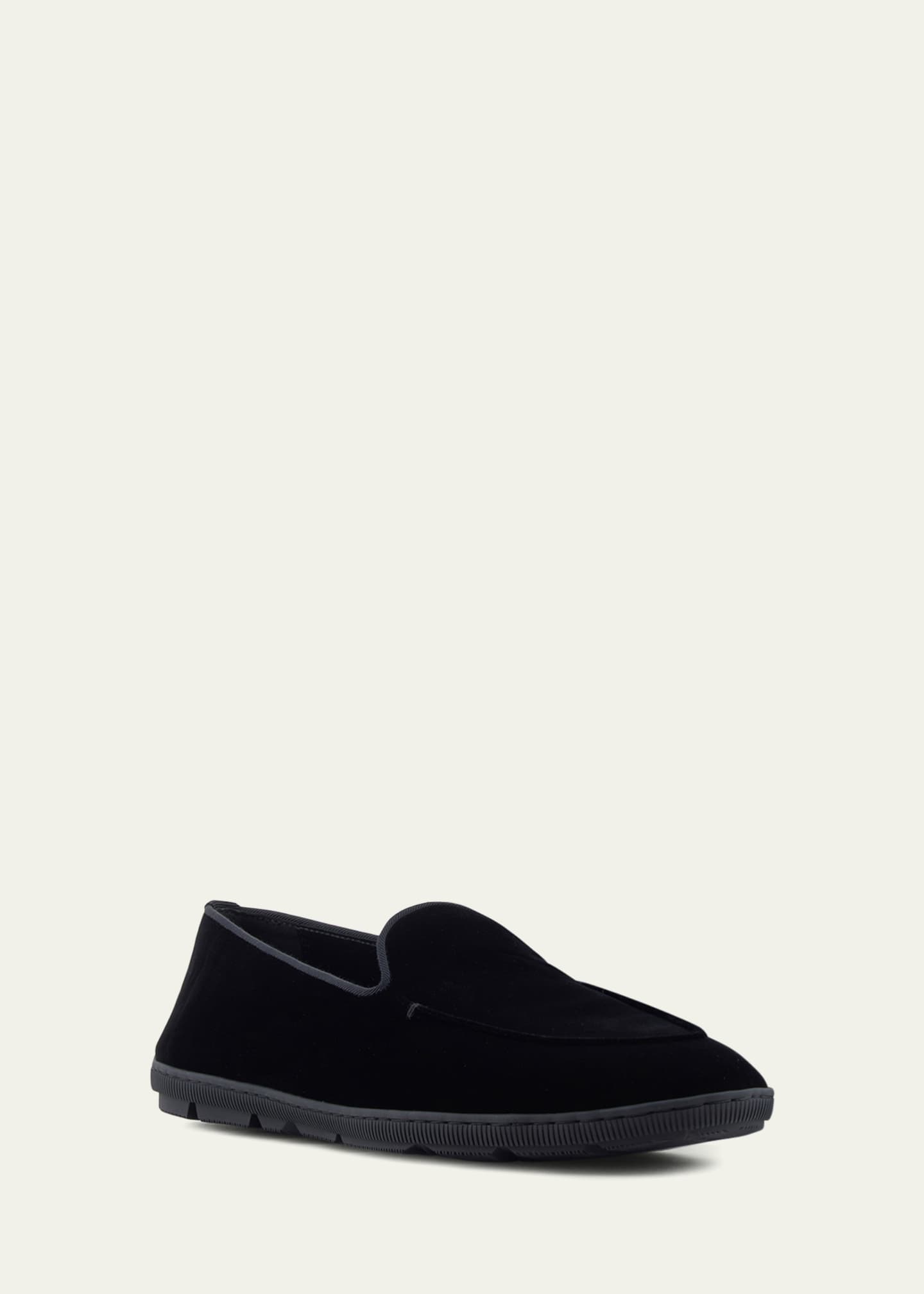 Giorgio Armani Men's Velvet Rubber-Sole Slipper Loafers - Bergdorf