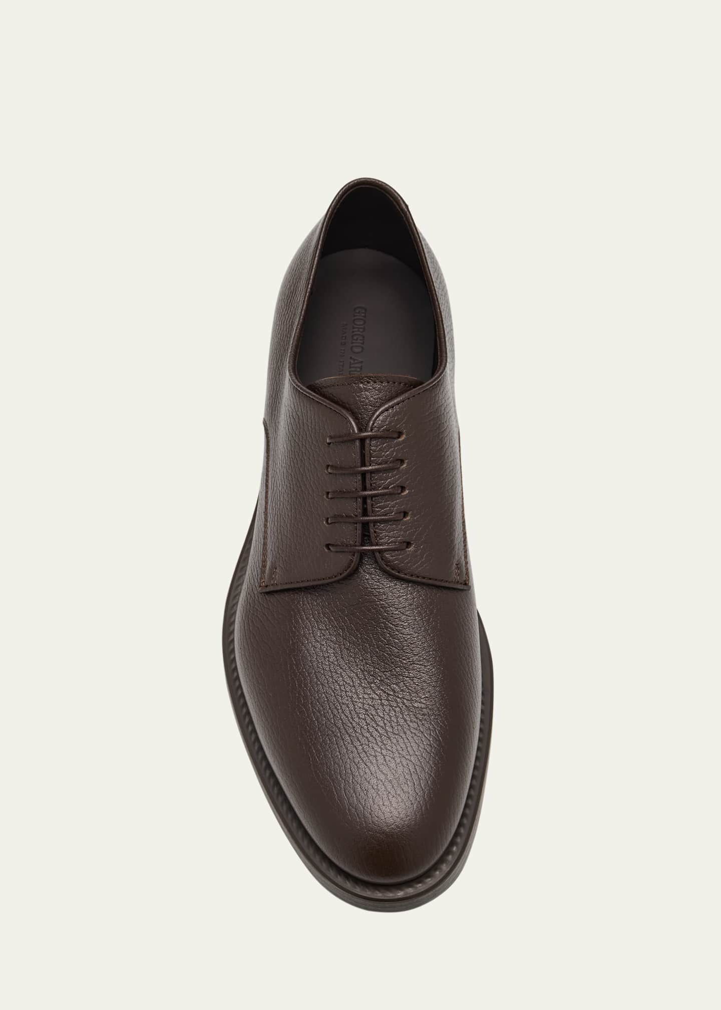 Giorgio Armani レザー ドライビングシューズ Giorgio Armani Mens Grained Calf Leather Rubber-Sole Derby Shoes
