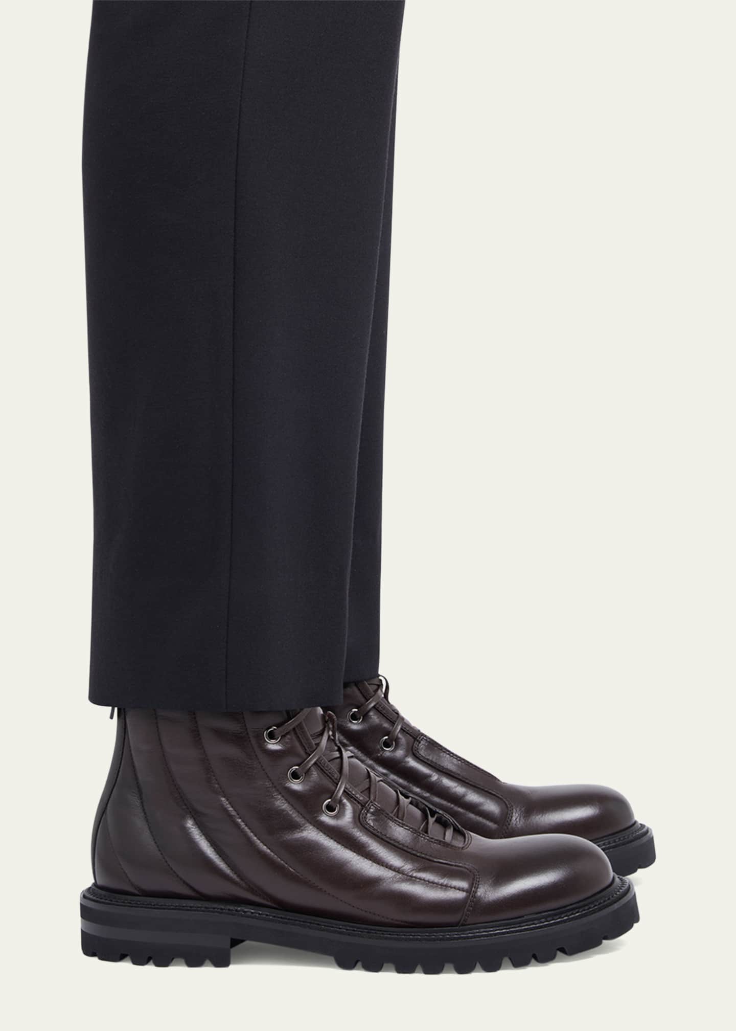 Giorgio Armani Men's Quilted Leather Lace-Up Boots - Bergdorf Goodman
