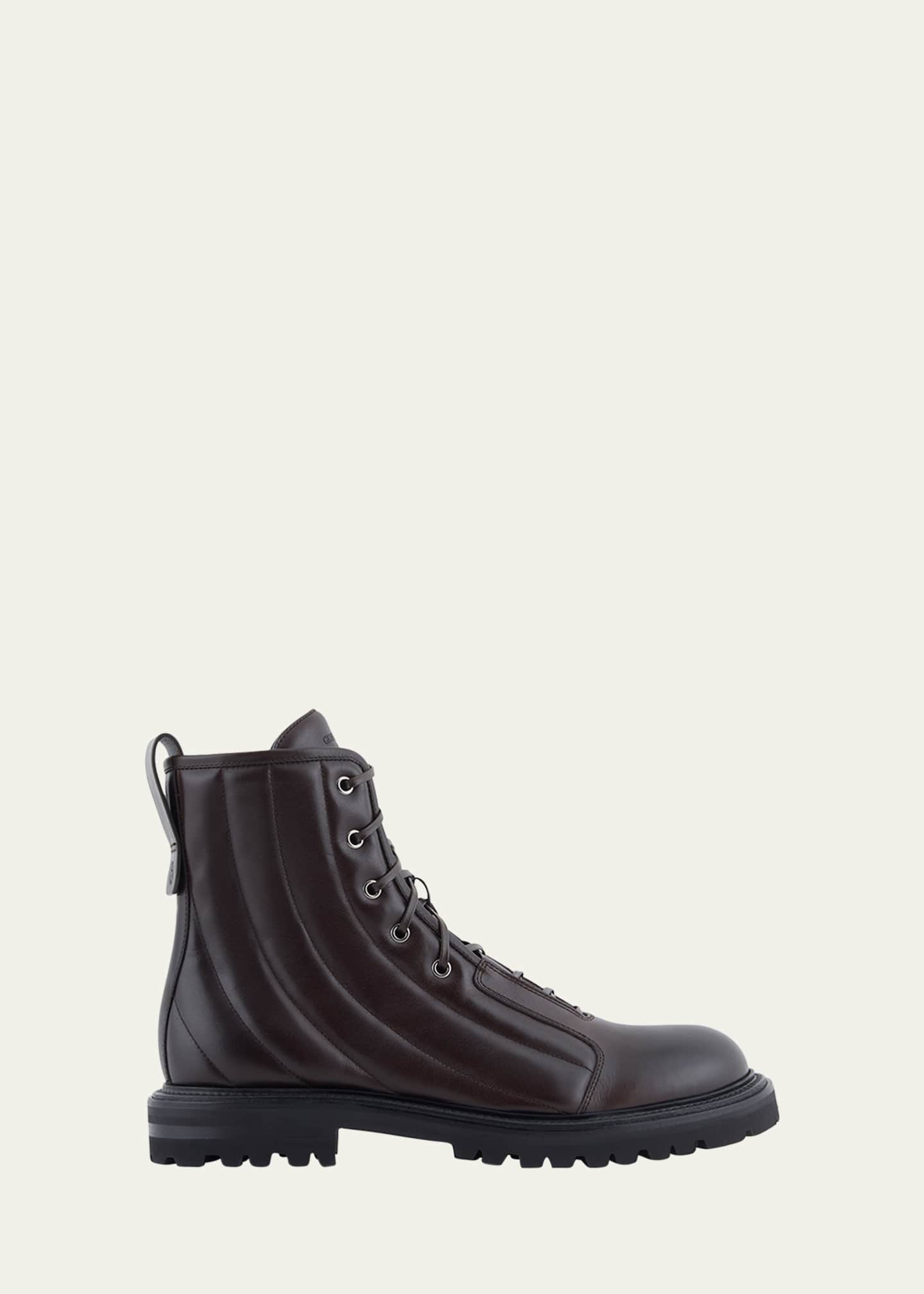 Giorgio Armani Men's Quilted Leather Lace-Up Boots - Bergdorf Goodman