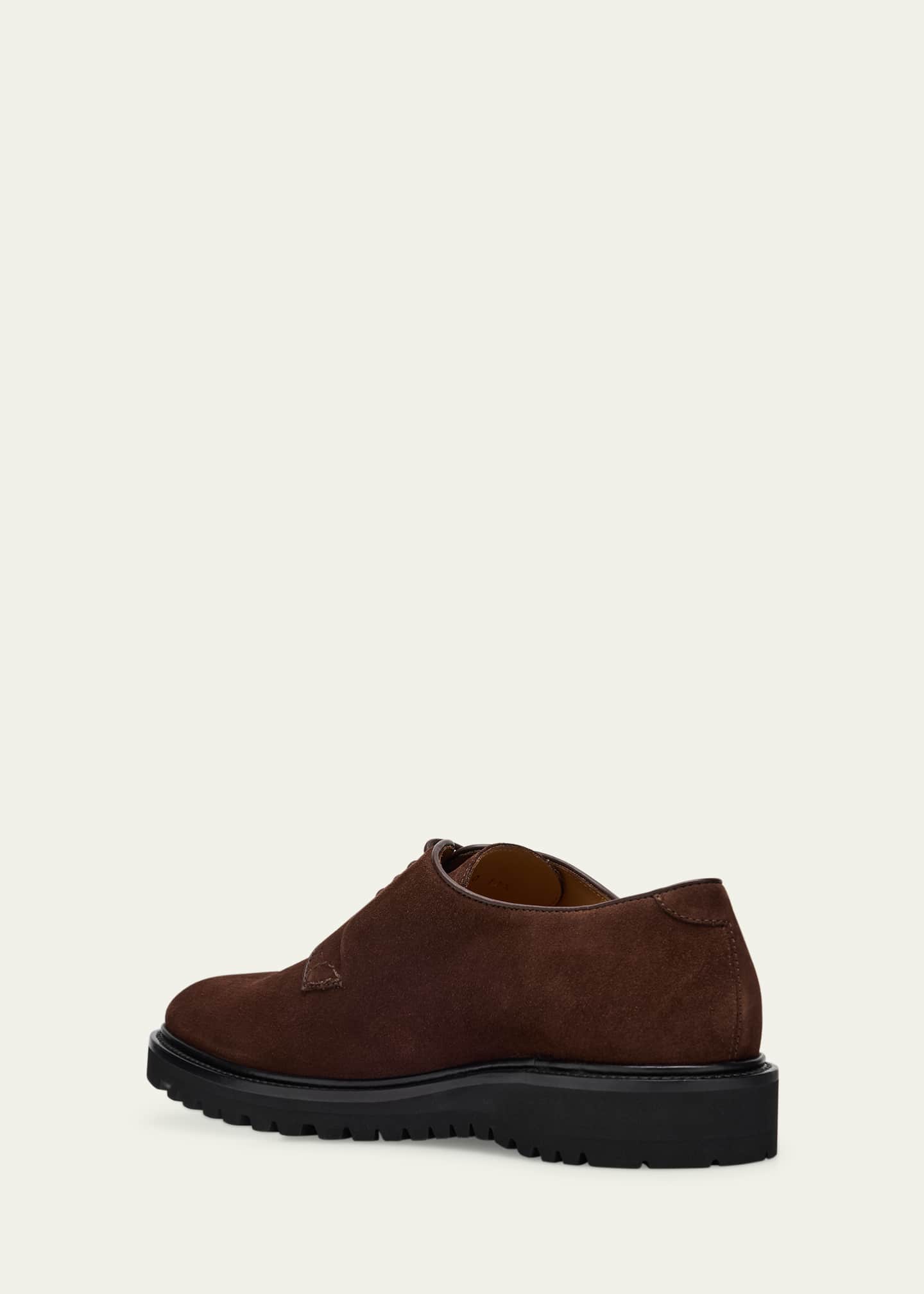 Giorgio Armani Men's Suede Rubber-Sole Derby Shoes - Bergdorf Goodman