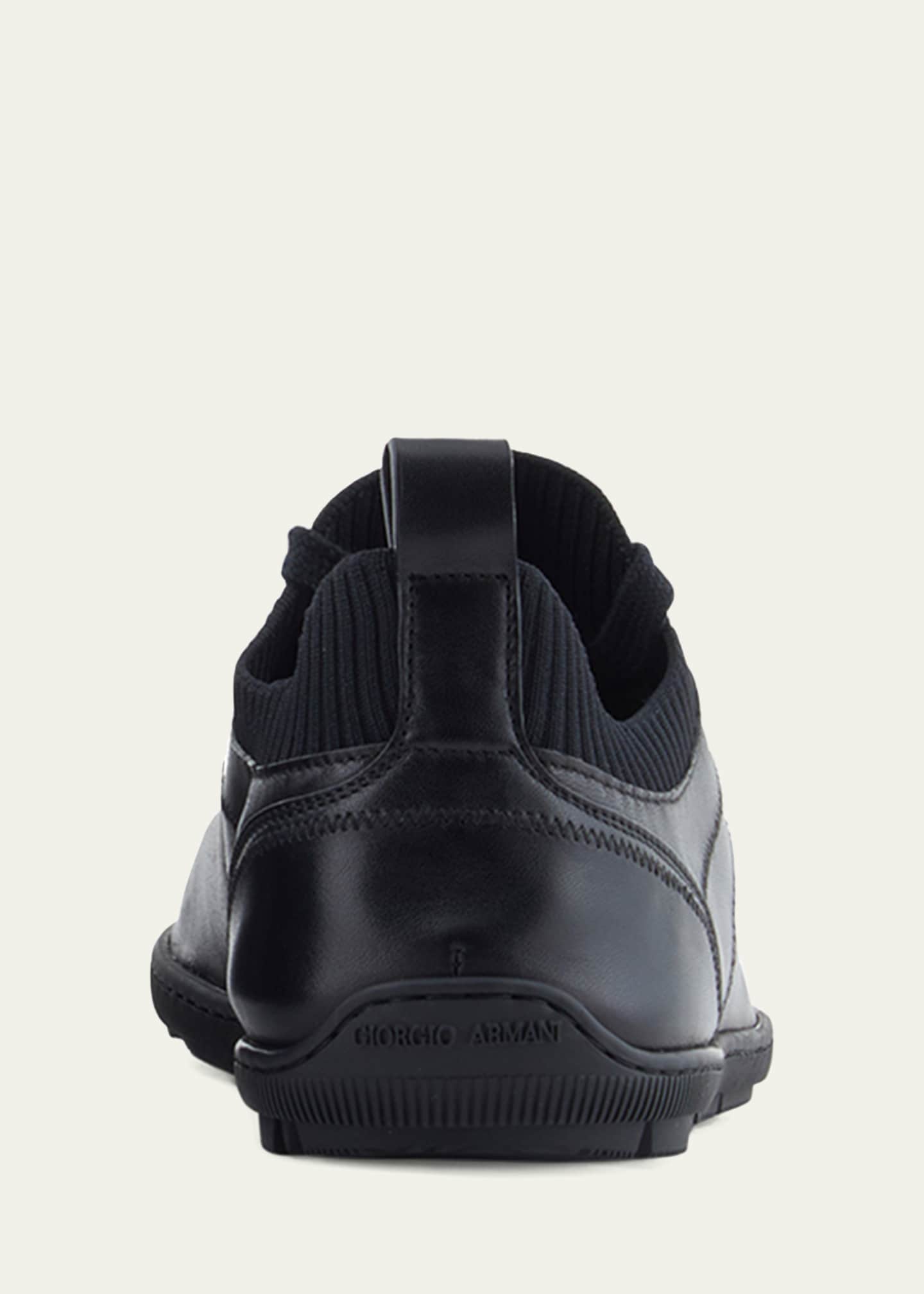 Giorgio Armani Men's Leather Knit-Lining Low-Top Sneakers