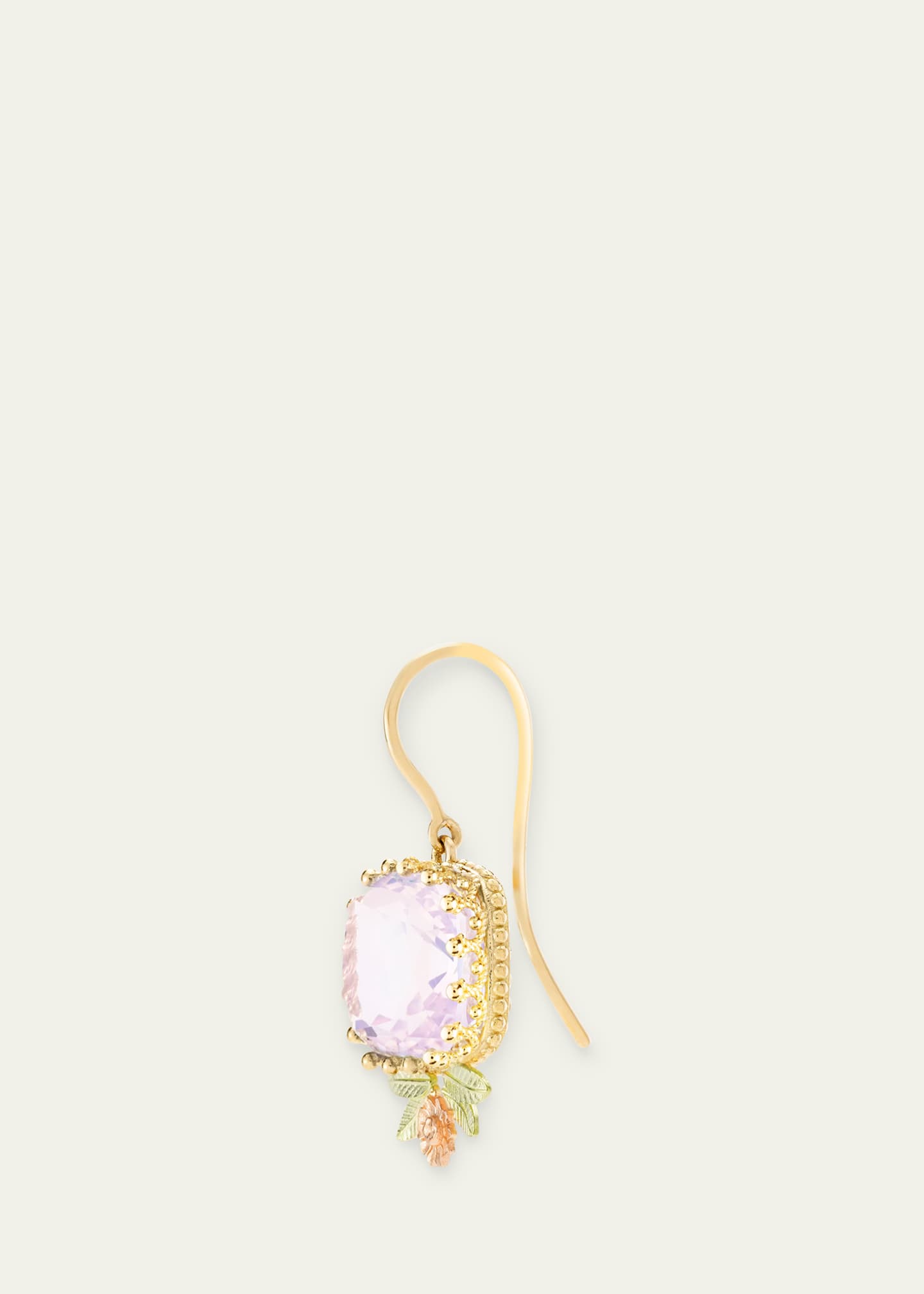 Mellerio 18K Yellow Gold Pierreries Rose Earring with Down Style, Single Image 2 of 2