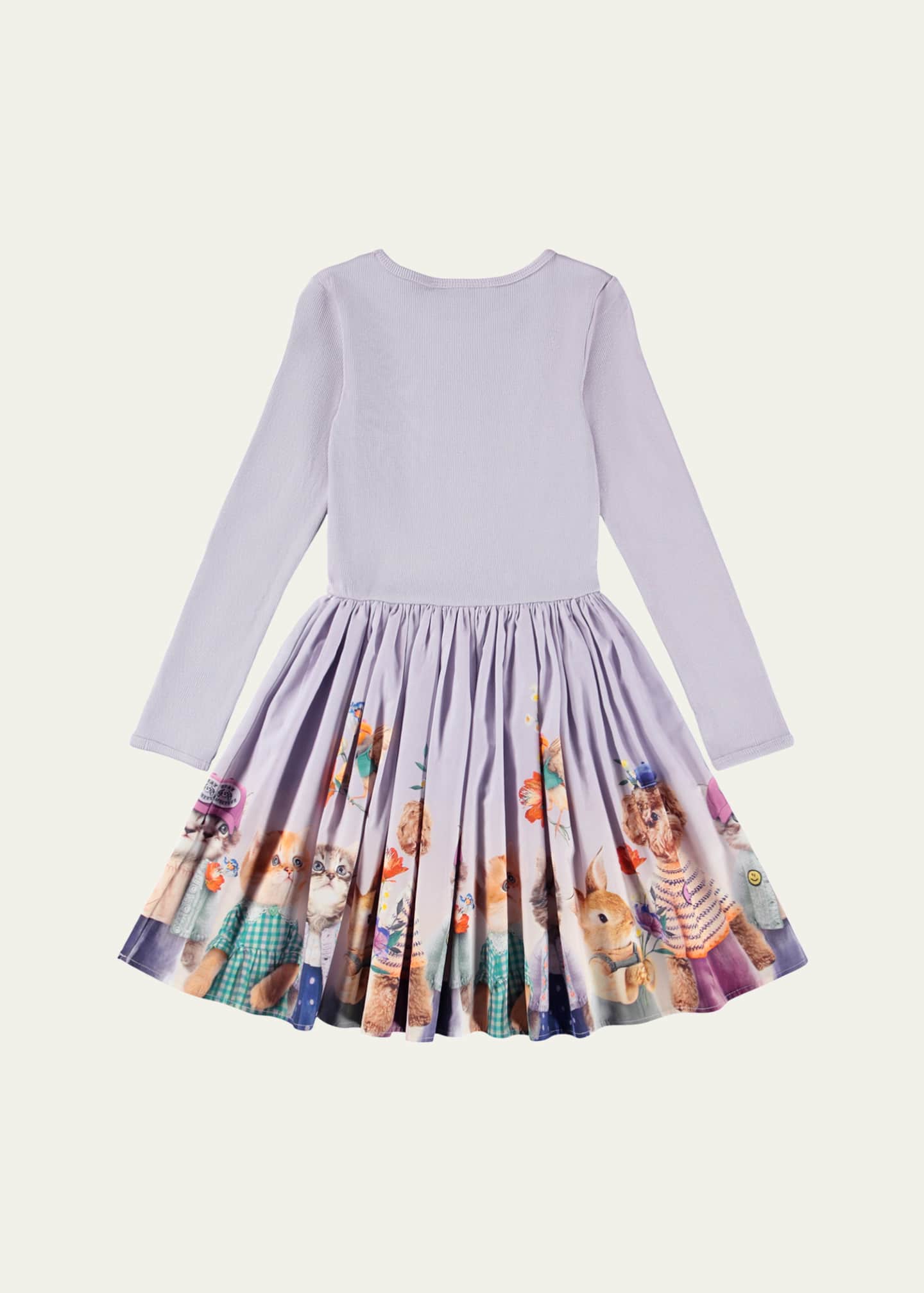 Molo Girl's Casie Printed Jersey & Poplin Long-Sleeve Dress, Size 3T-6 Image 2 of 3