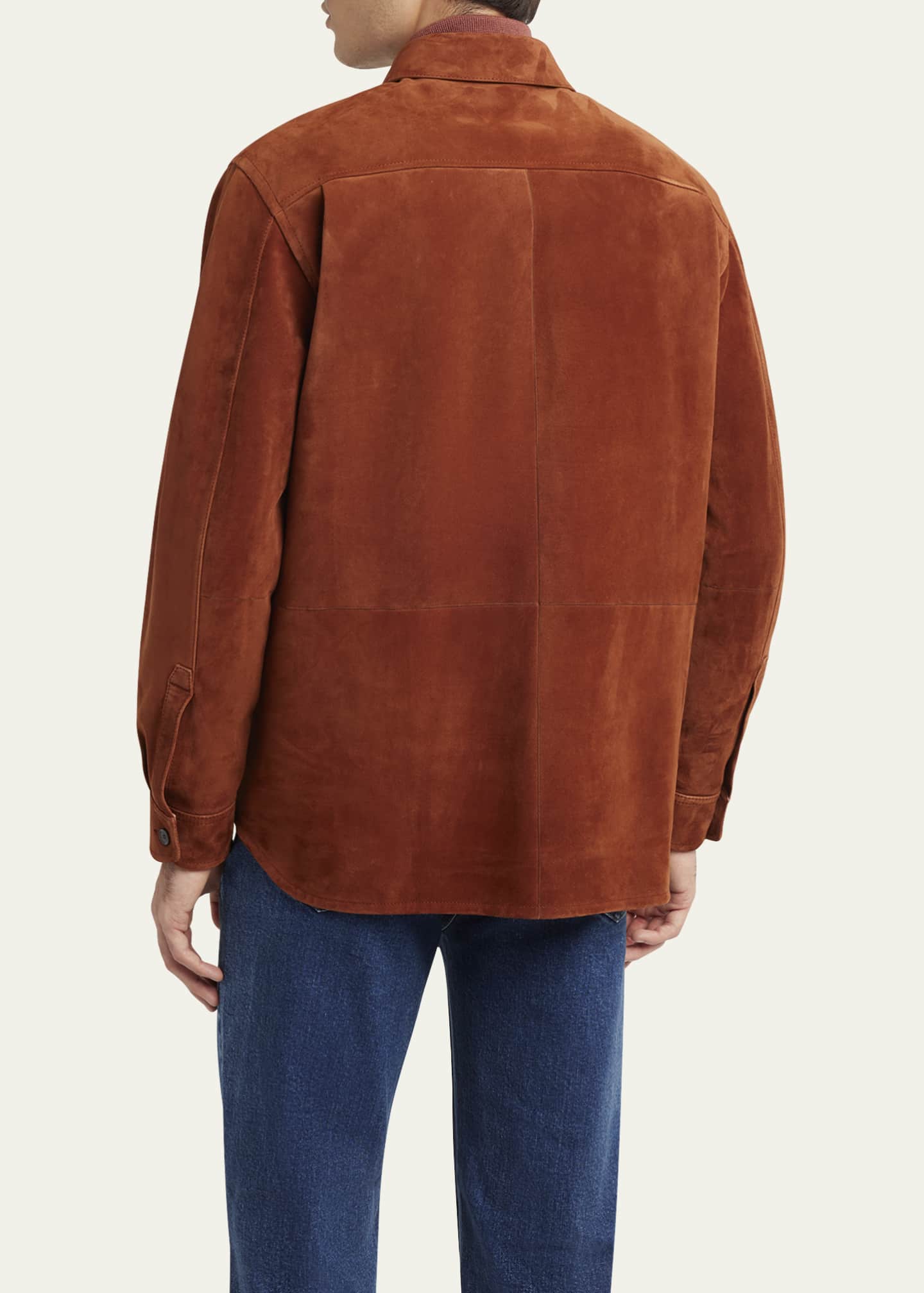 Brioni Men's Suede Double-Pocket Overshirt Image 3 of 5