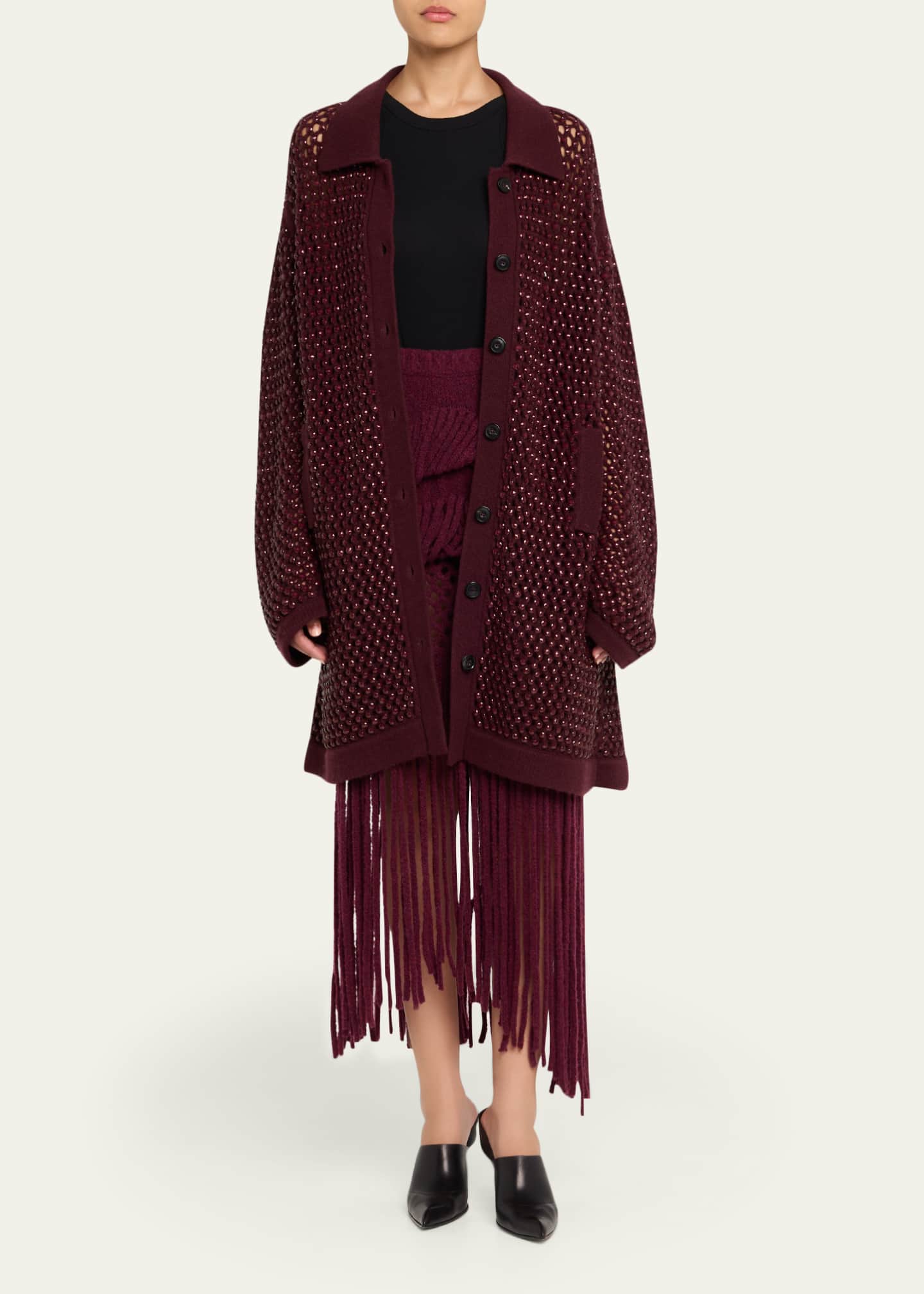 Diotima Medusa Fringe Knit Skirt Image 2 of 5