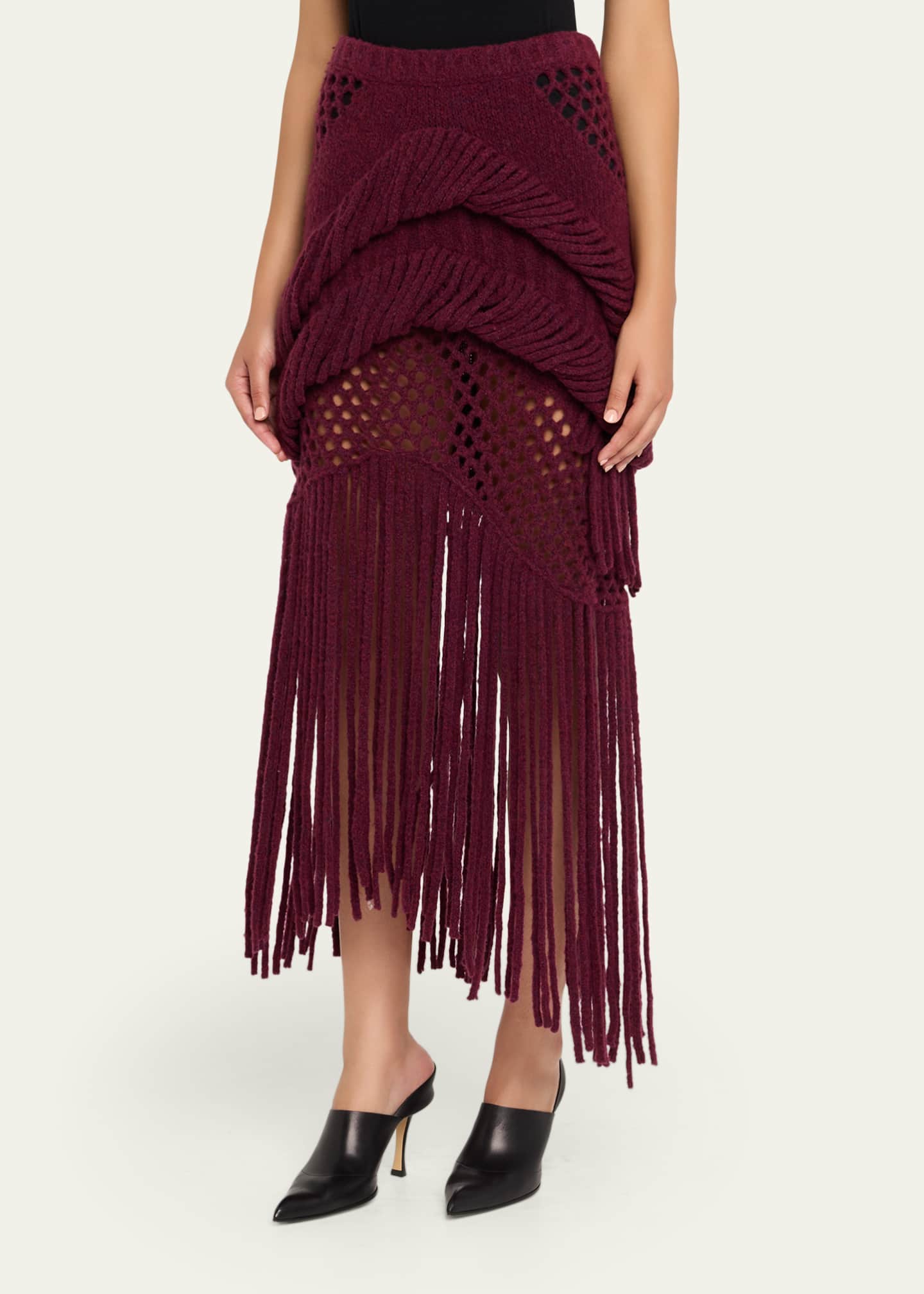 Diotima Medusa Fringe Knit Skirt Image 4 of 5
