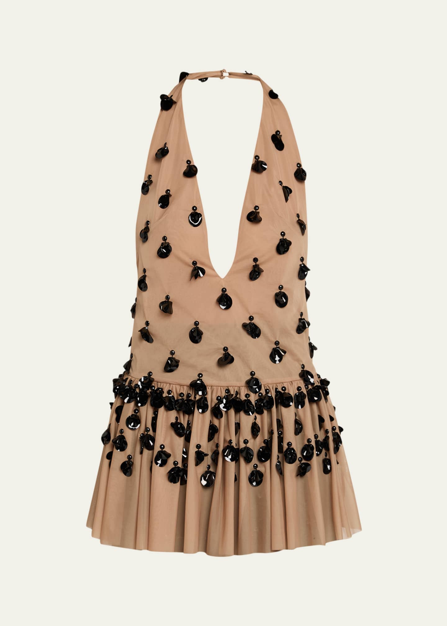 Diotima Embellished Plunging Halter Peplum Top - Bergdorf Goodman