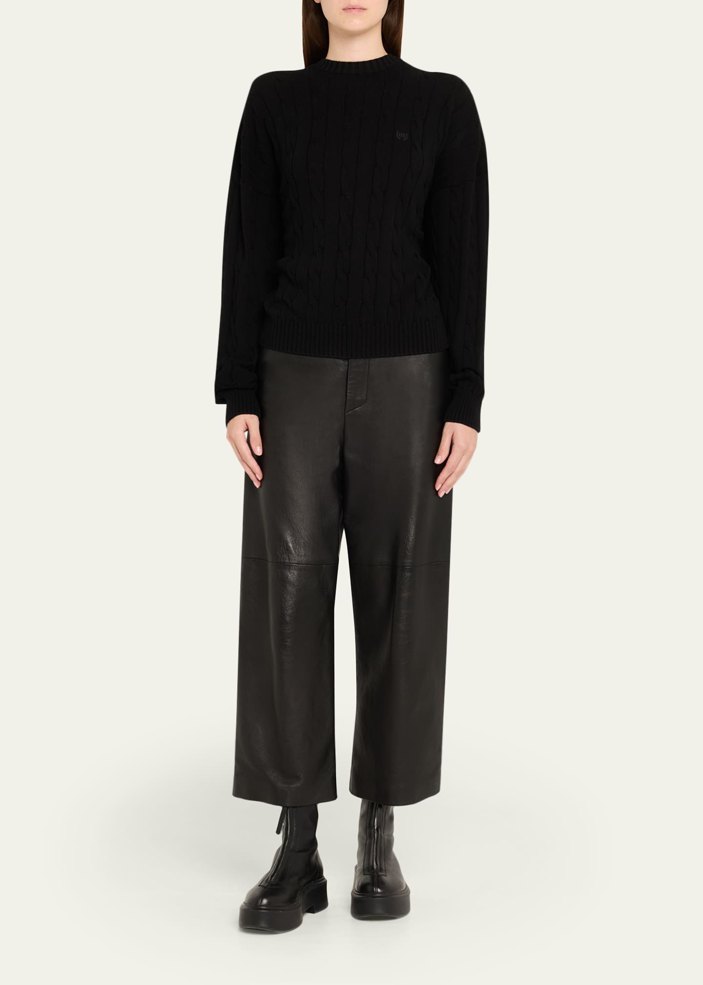 Cable-Knit Crewneck Sweater