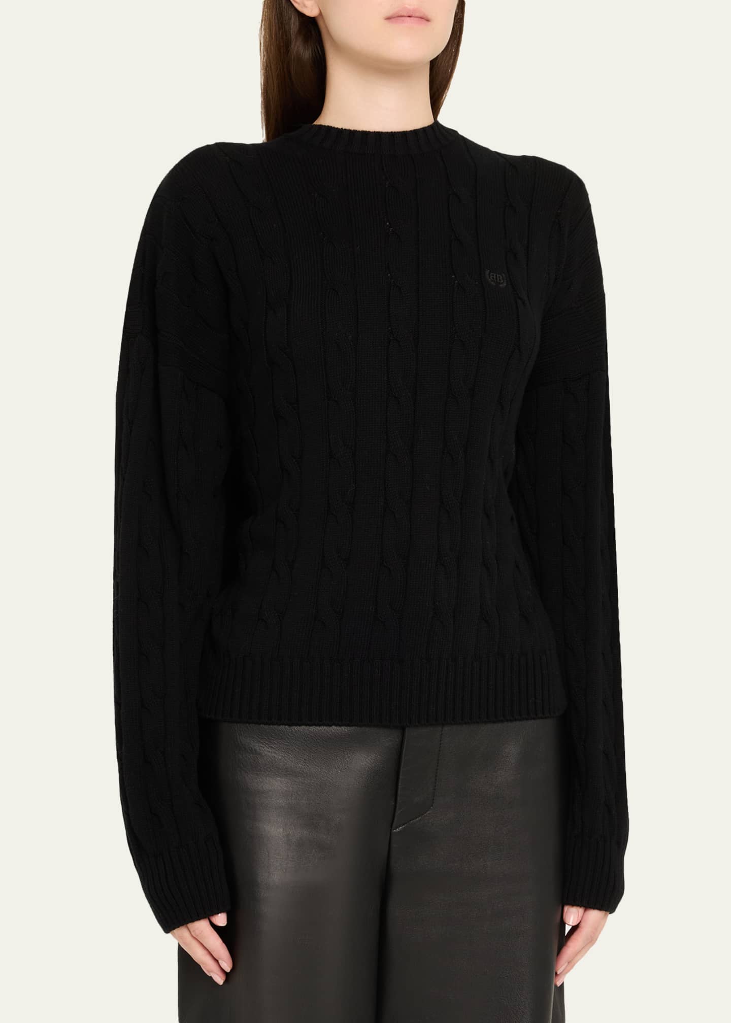 Cable-Knit Crewneck Sweater