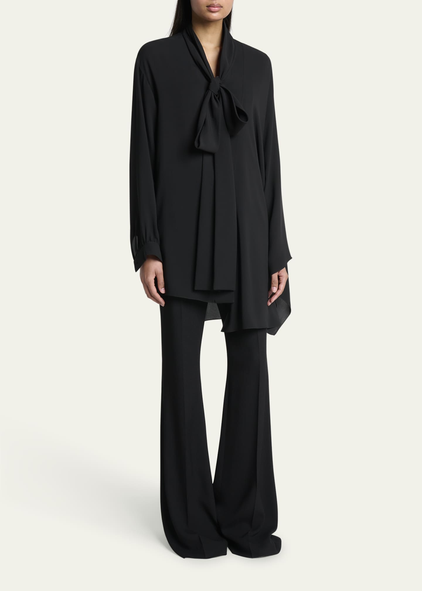 バレンシアガ Balenciaga Scarf Blouse Balenciaga Long-Sleeve Silk Scarf Blouse - Bergdorf Goodman