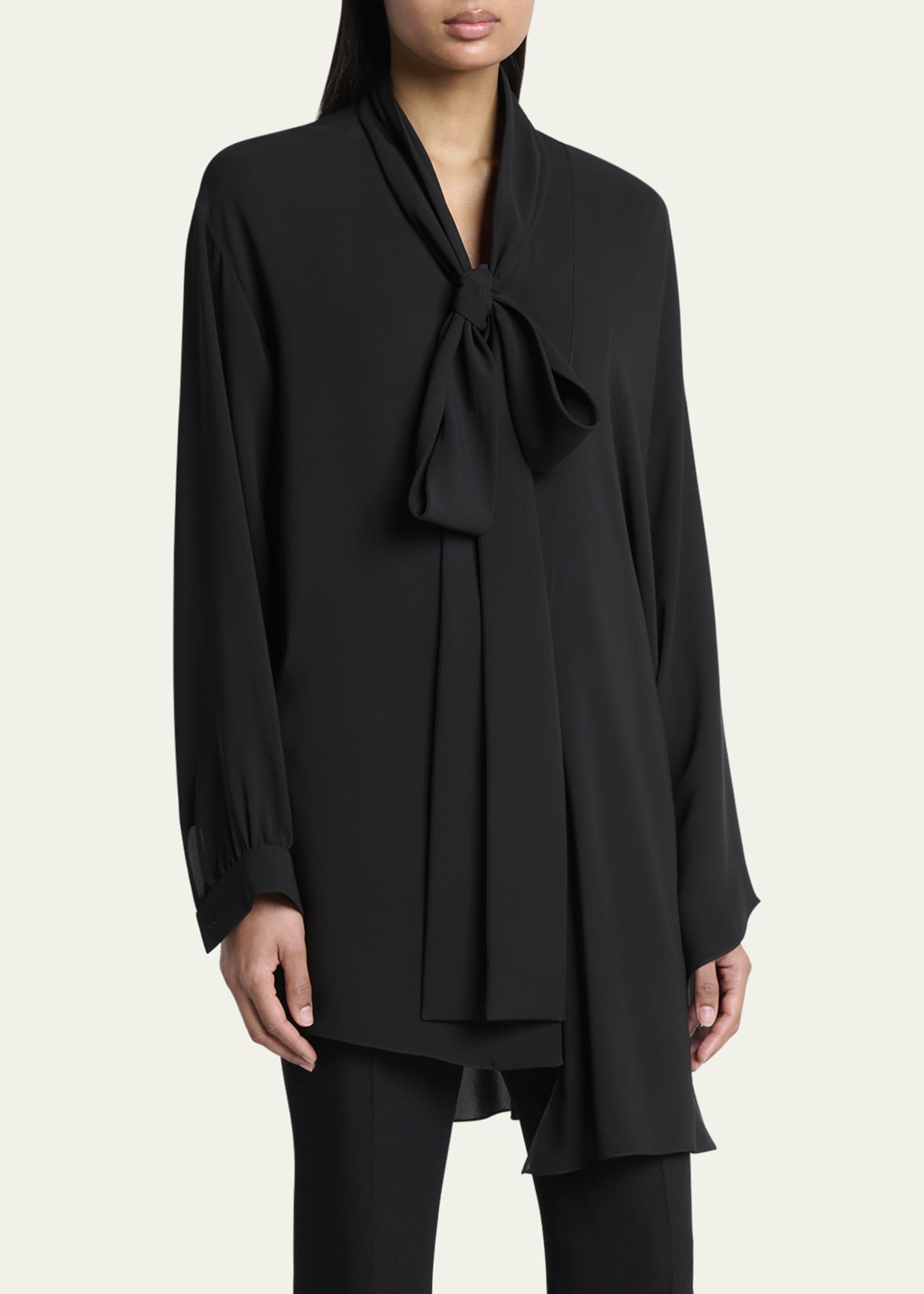 Balenciaga Long-Sleeve Silk Scarf Blouse - Bergdorf Goodman