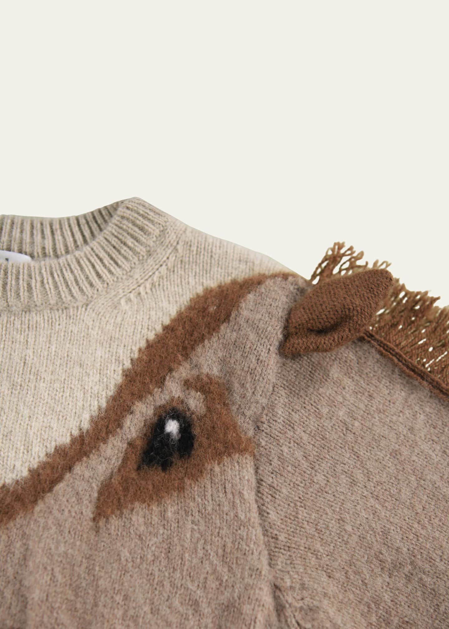 Molo Girl's Gisela Wool Horse Fringe Sweater, Size 0M-12