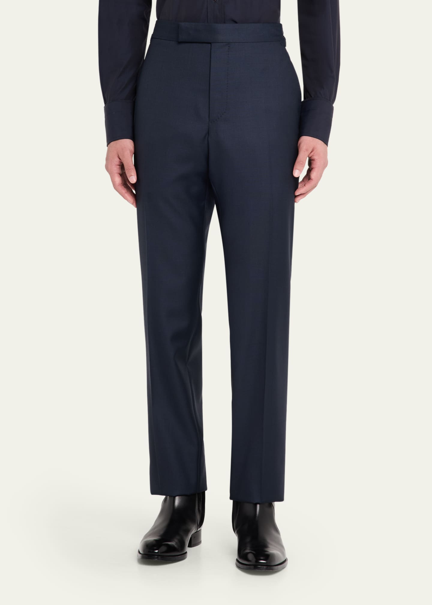 TOM FORD Men's Wool Sharkskin Flat-Front Pants Image 4 of 5