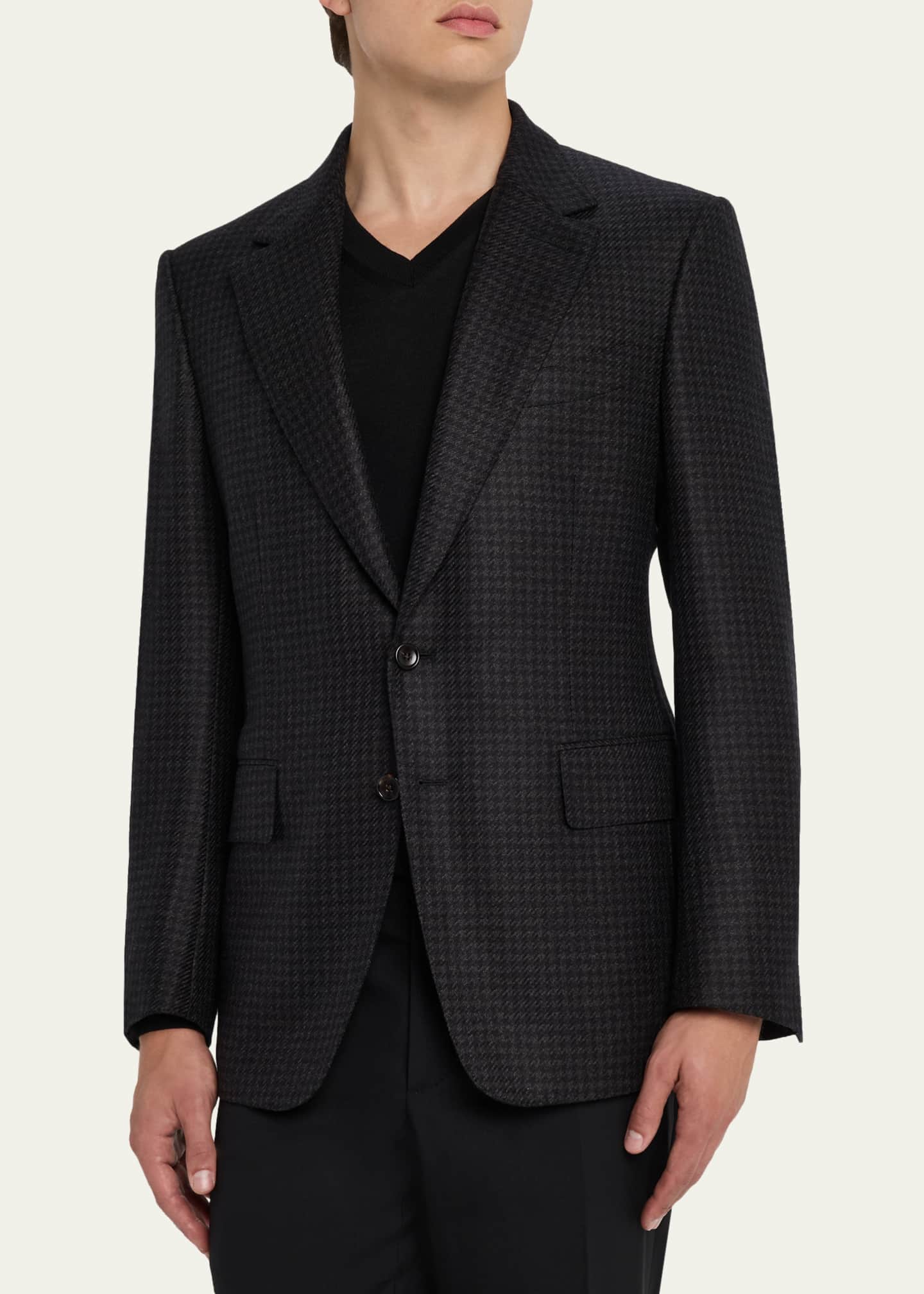 TOM FORD Men's Wool Pied De Poule Single-Breasted Sport Coat Image 4 of 8