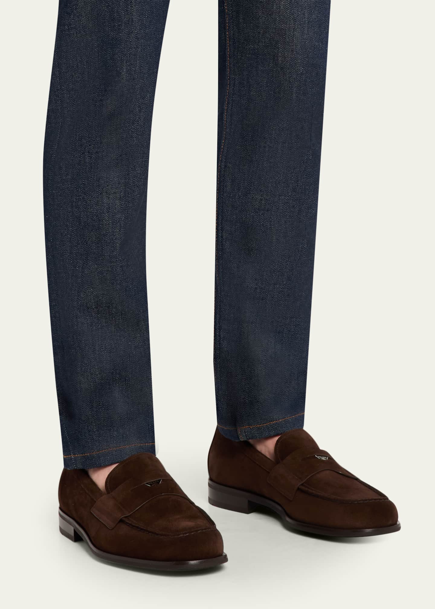 Men's Suede Tri-Coin Penny Loafers