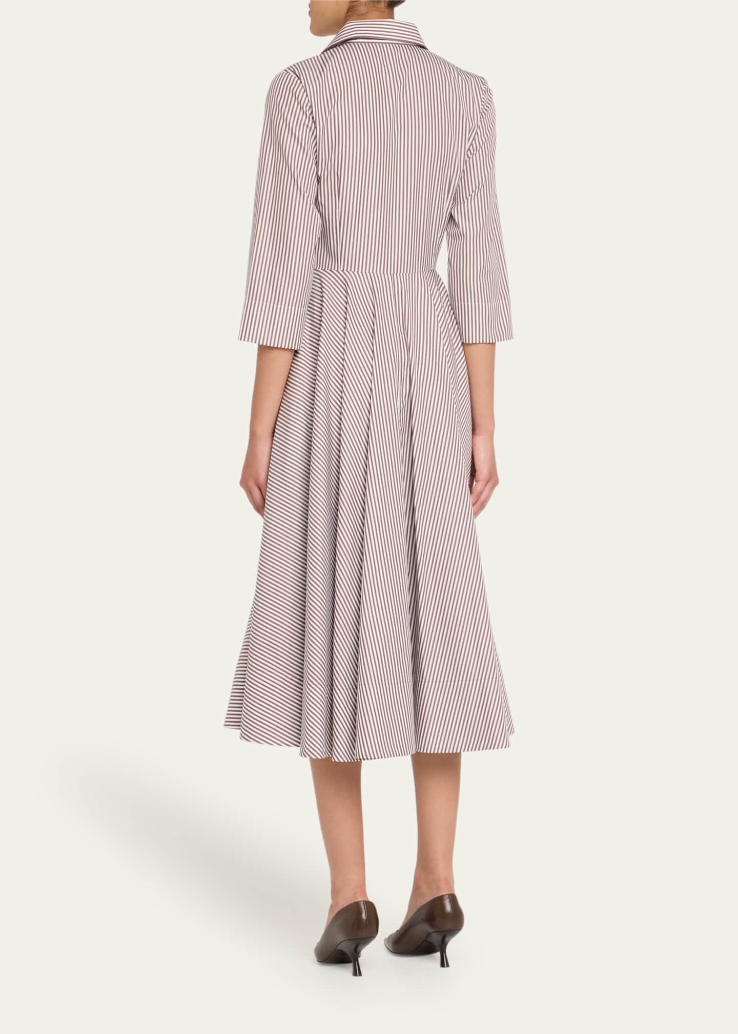 Michael Kors Collection 3/4-Sleeve Striped Midi Shirtdress With Belt Image 3 of 5