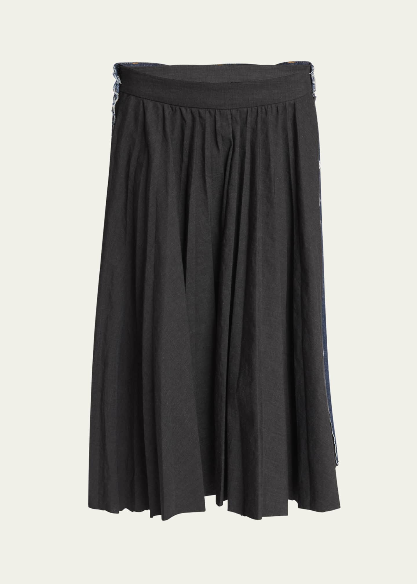 Balenciaga Hybrid Pleated Denim Midi Skirt - Bergdorf Goodman