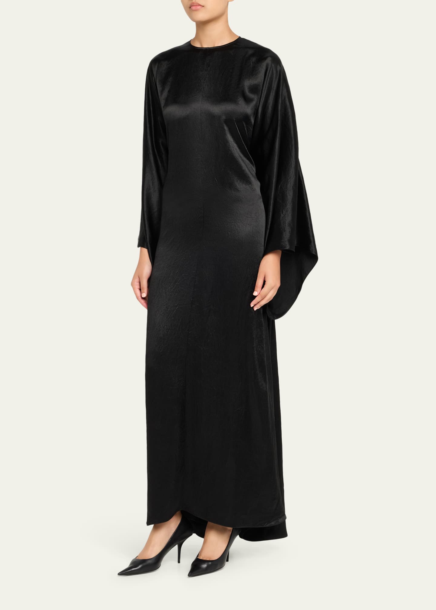 ワンピース Balenciaga Embroidered satin dress Balenciaga Satin Long-Sleeve Maxi Dress - Bergdorf Goodman