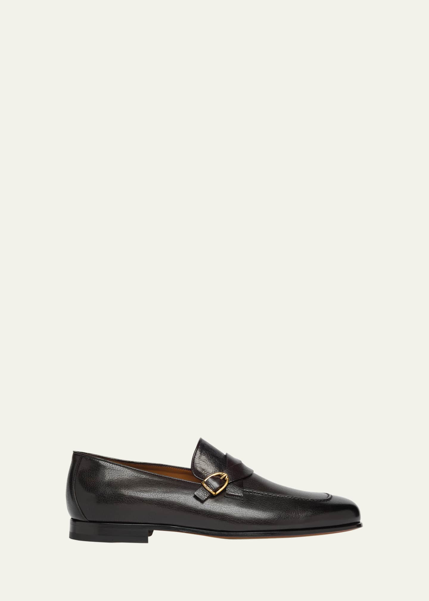 TOM FORD Men's Gigi Grained Leather Twisted Buckle Loafers Image 1 of 6