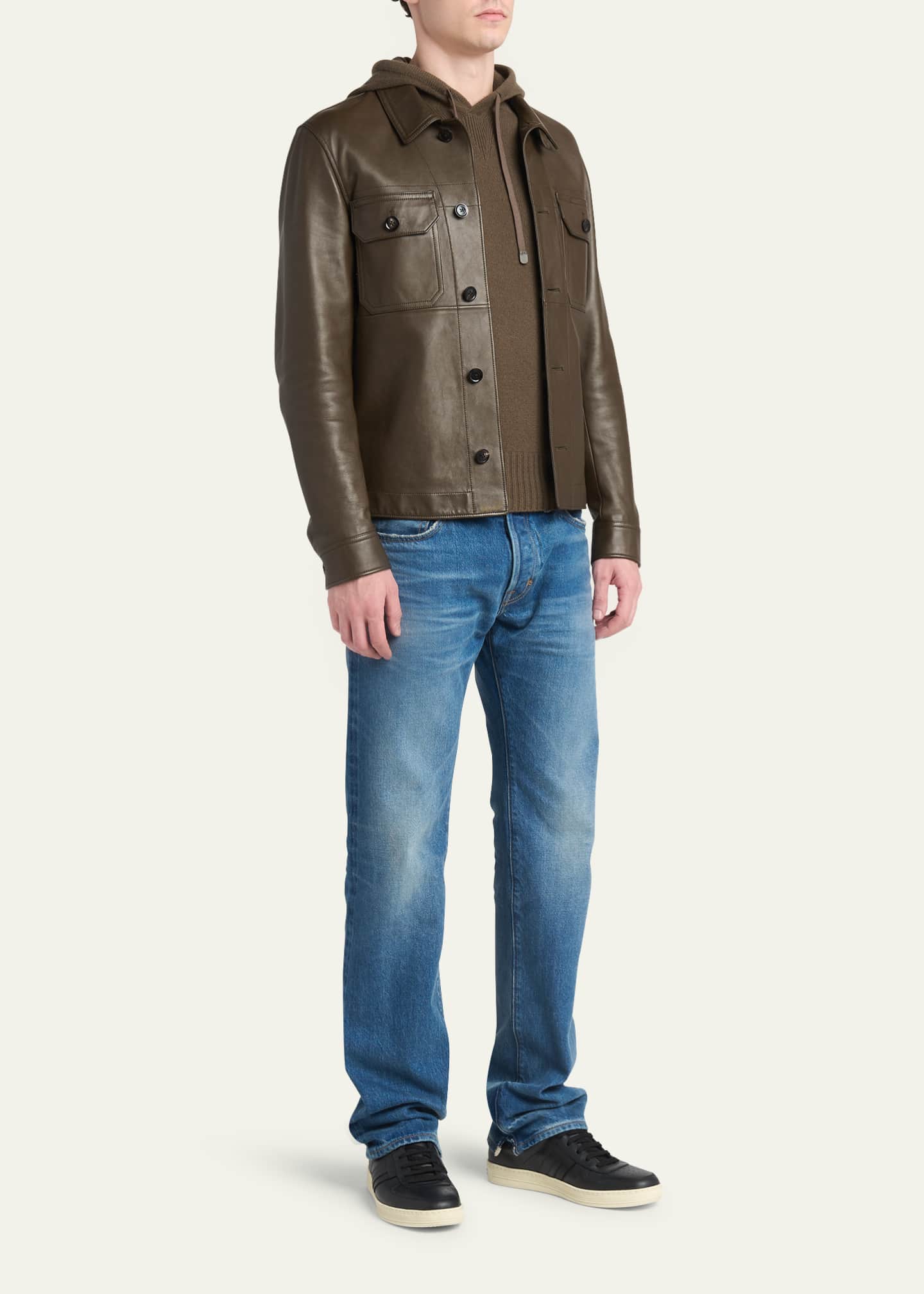 TOM FORD Men's Radcliffe Smooth Leather Low-Top Sneakers Image 3 of 6
