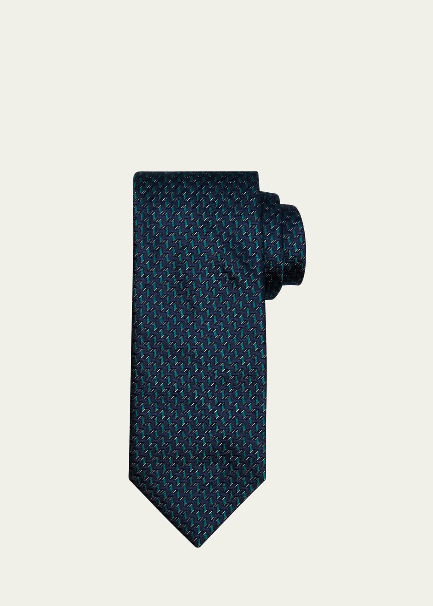 Brioni Men's Woven Geometric Silk Tie